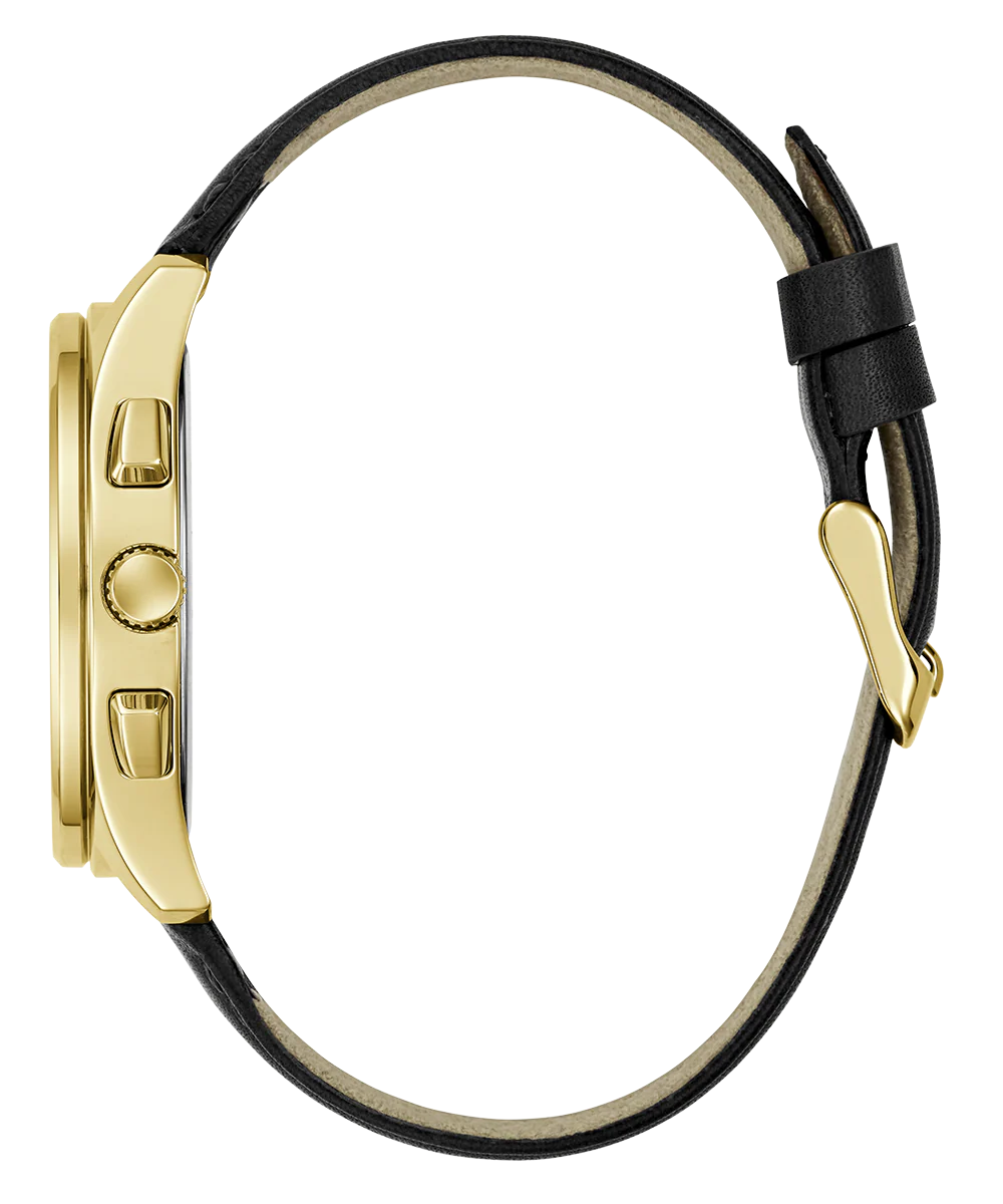 GUESS Mens Palmer Black Gold Tone Analog Watch
