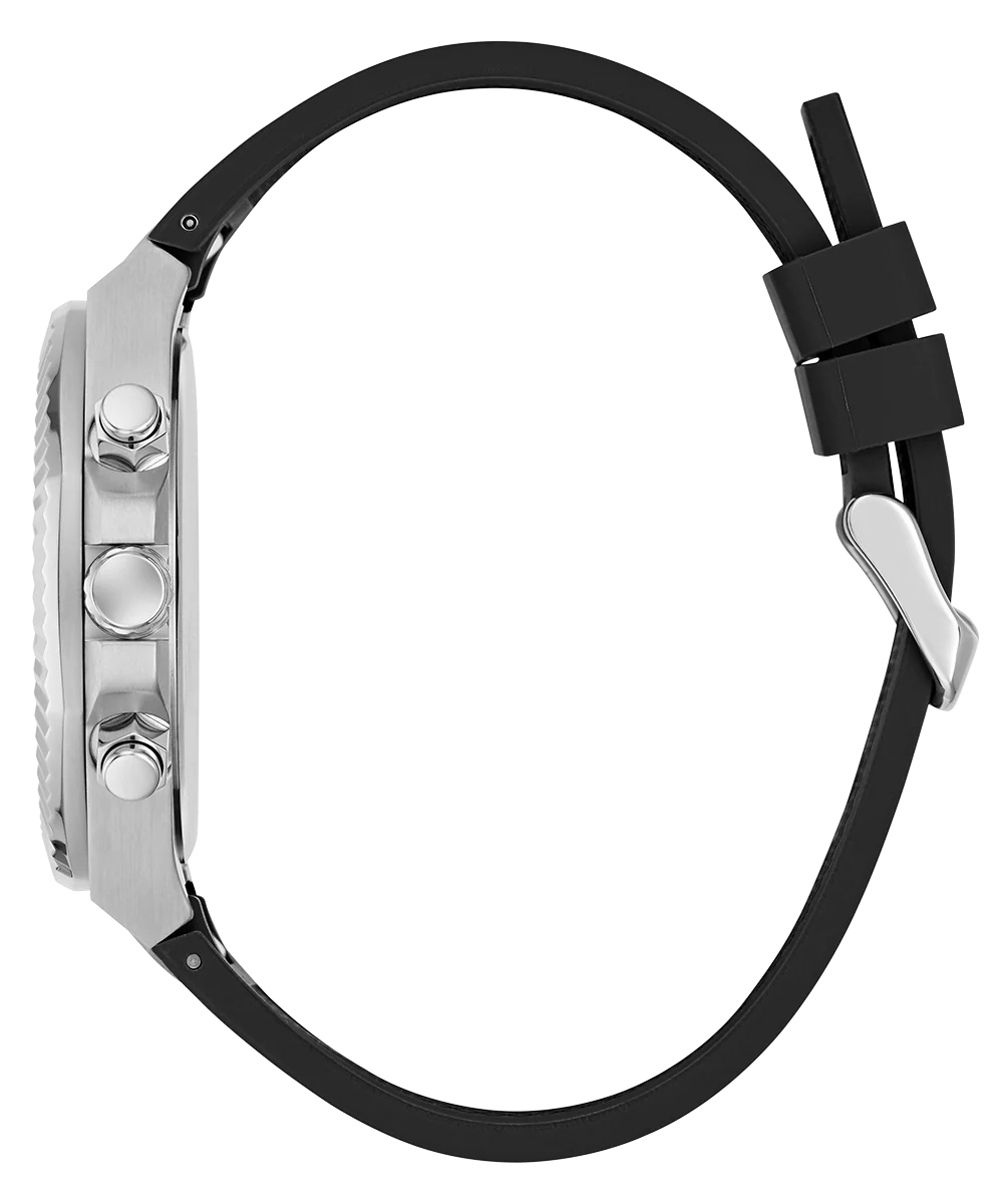 GUESS Mens Equity Black Silver Tone Analog Watch
