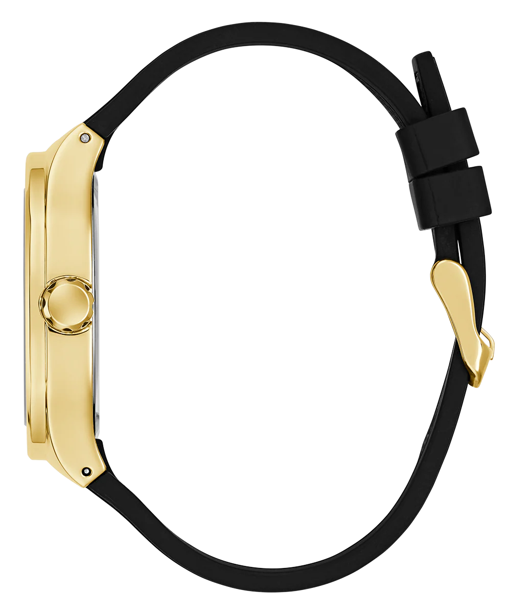 GUESS Mens Black Gold Tone Analog Watch