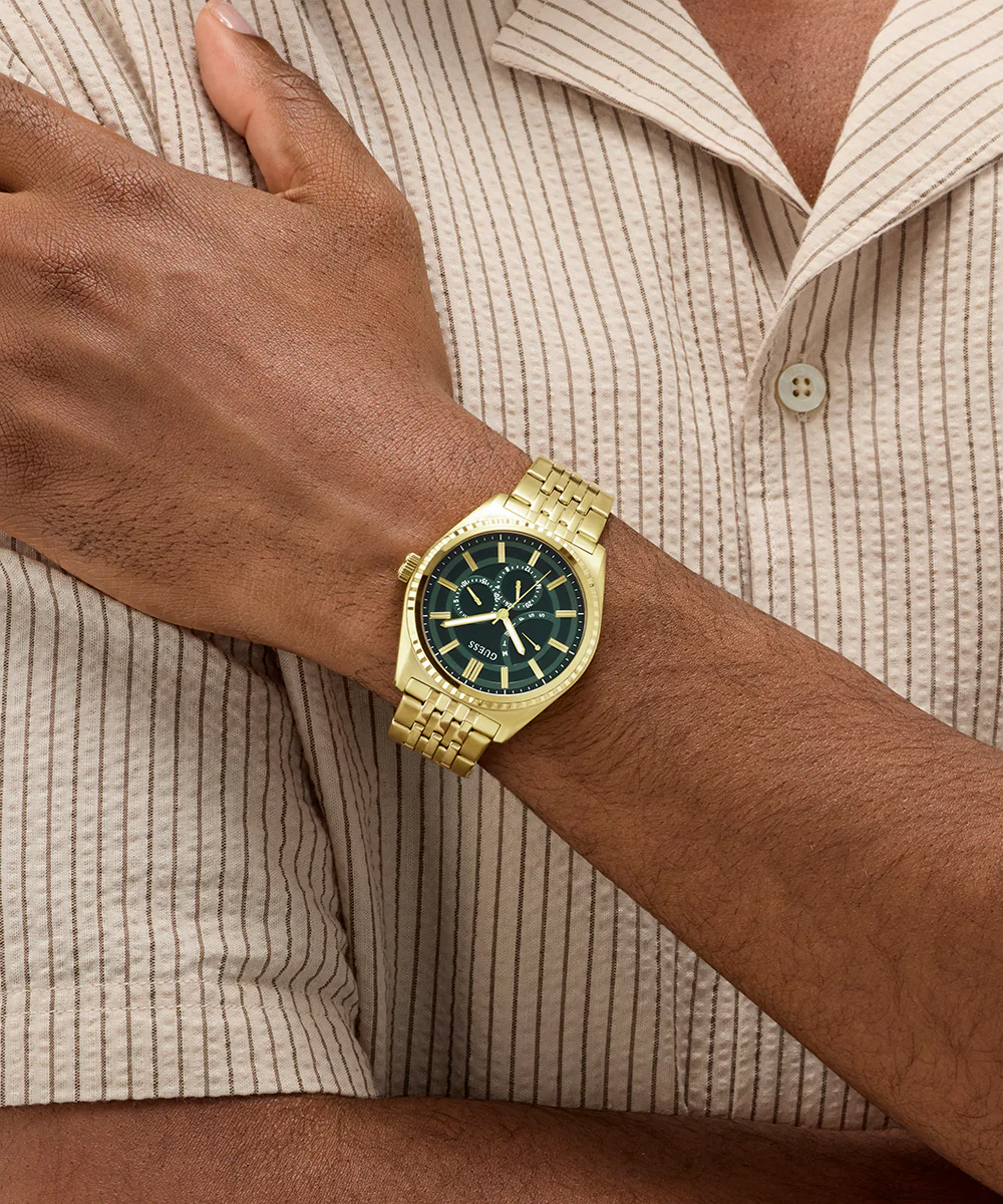 GUESS Mens Gold Tone Analog Watch