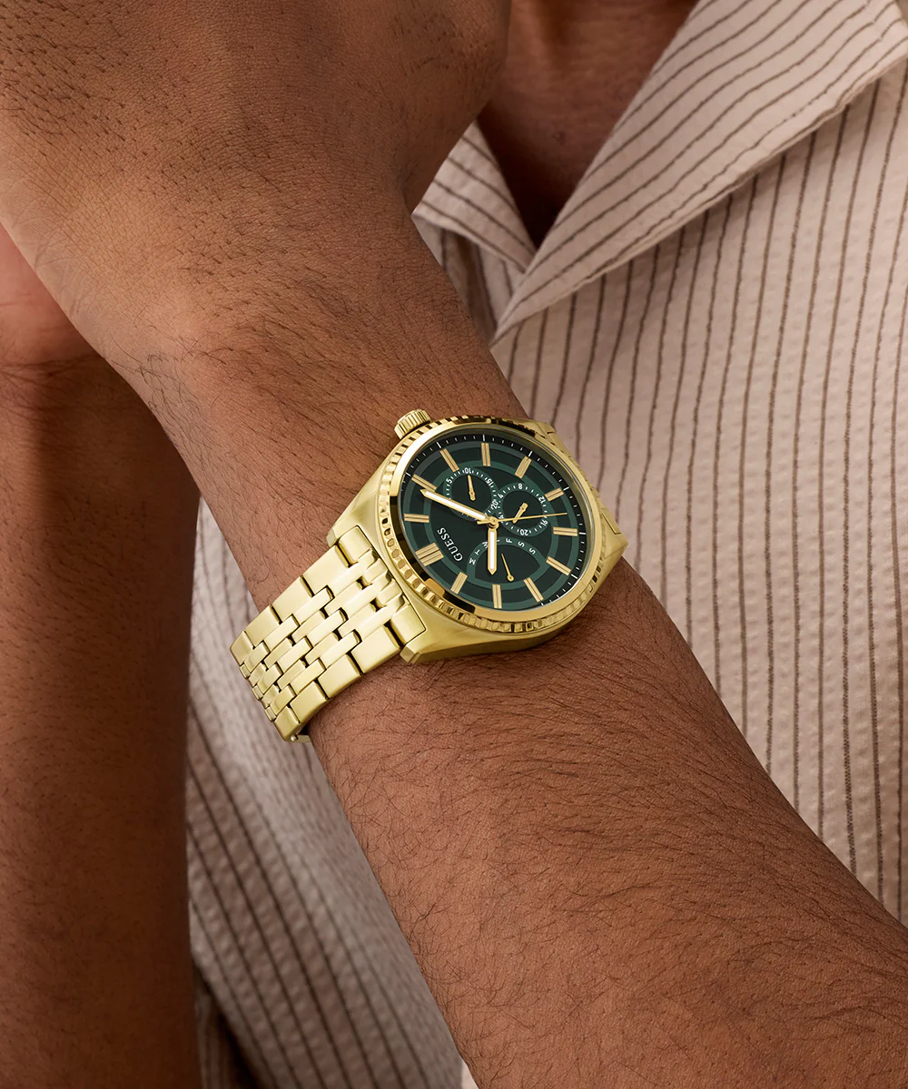 GUESS Mens Gold Tone Analog Watch