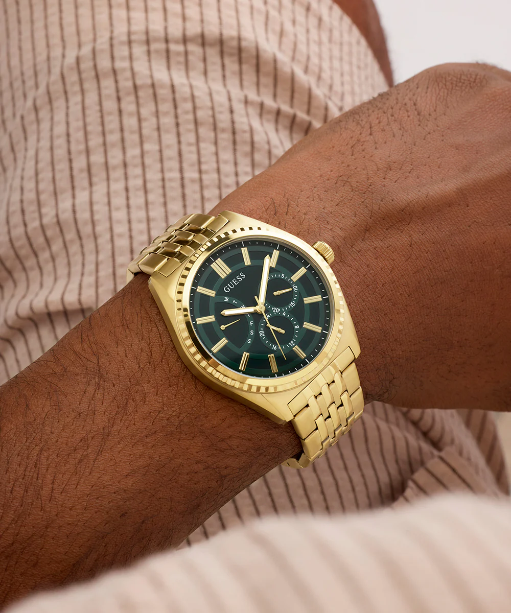GUESS Mens Gold Tone Analog Watch