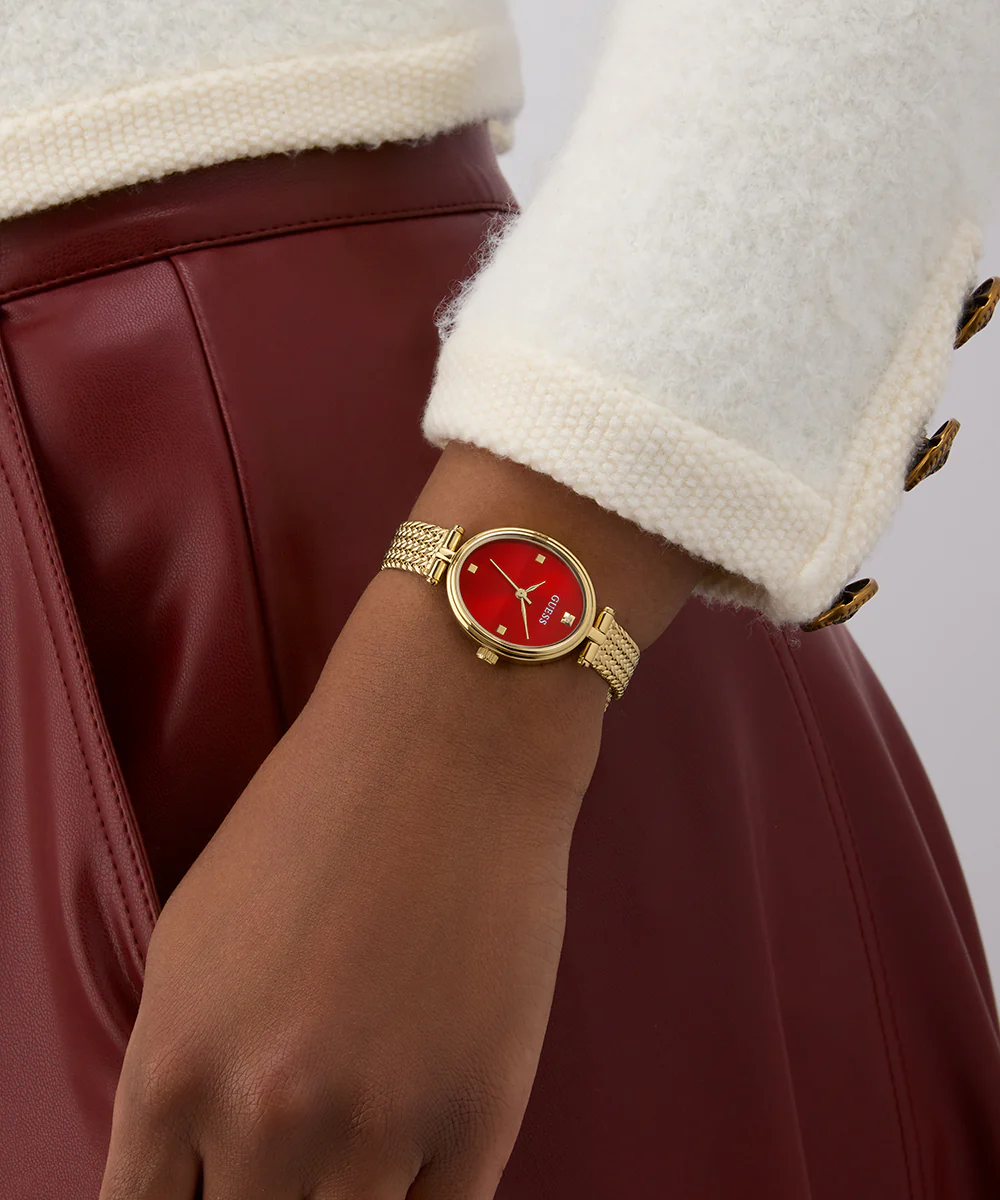 GUESS Ladies Ruby Gold Tone Analog Watch