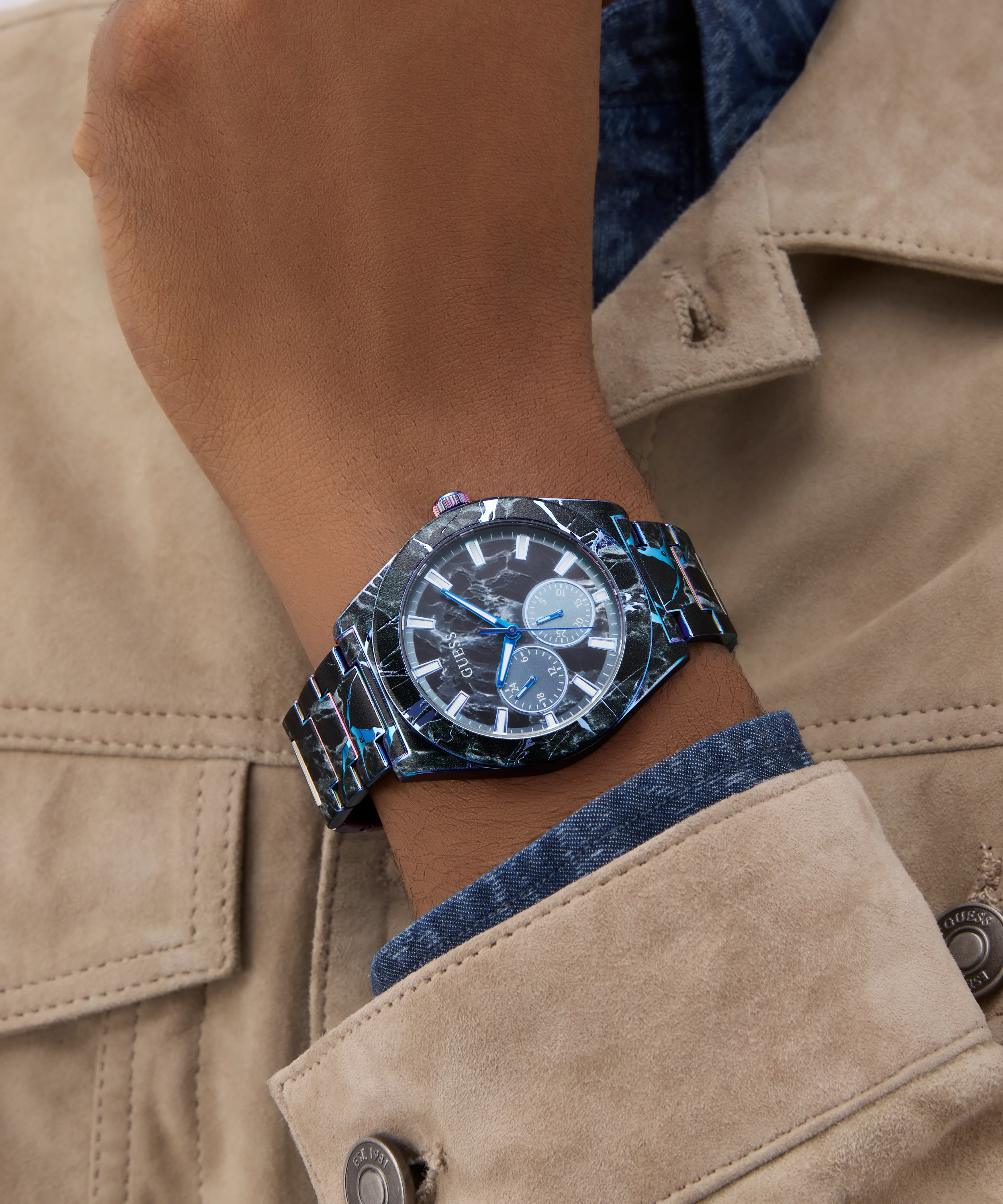 GUESS Mens Black Multi-function Watch