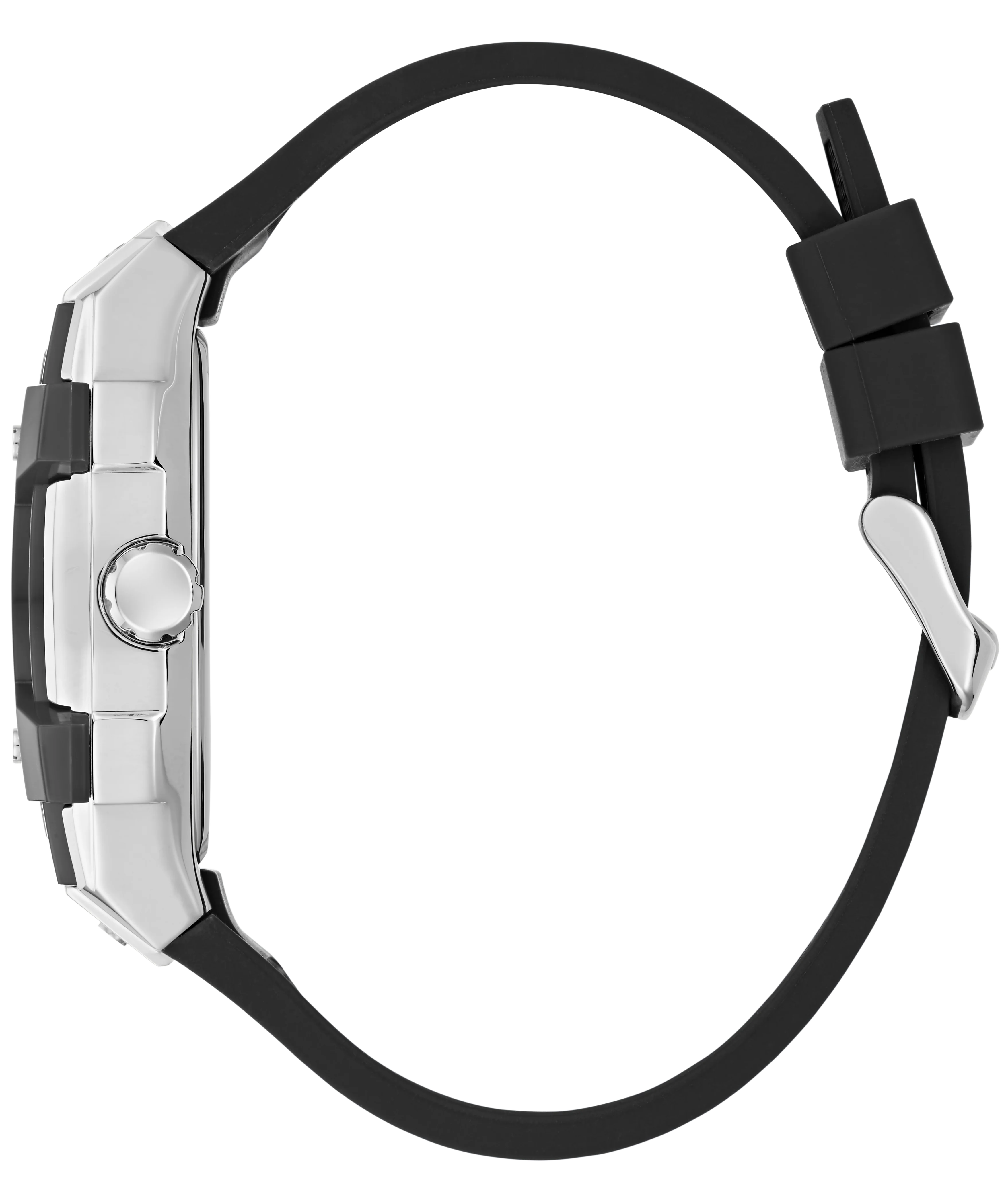 GUESS Mens Black Silver Tone Multifunction Watch
