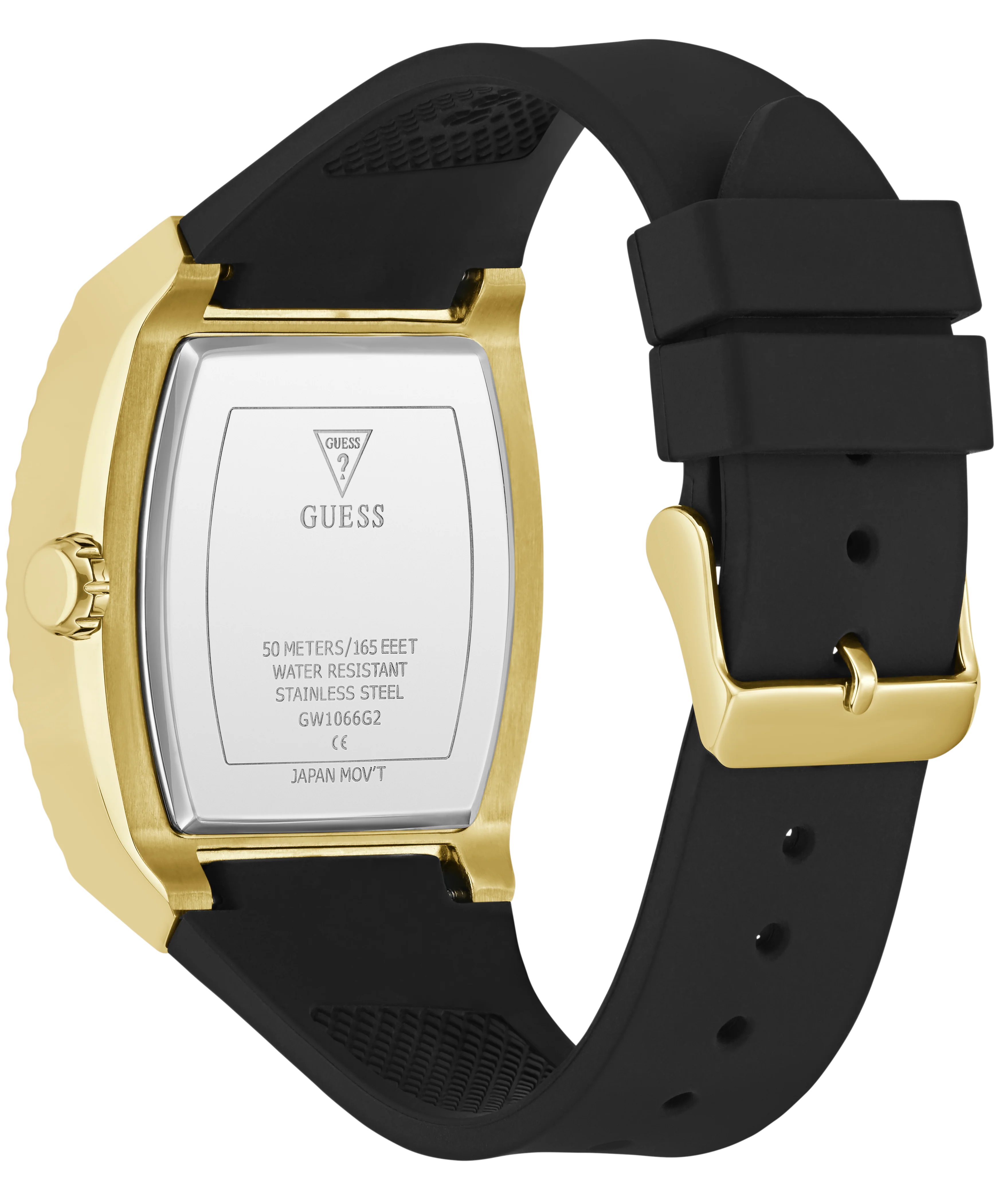 GUESS Mens Black Gold Tone Analog Watch