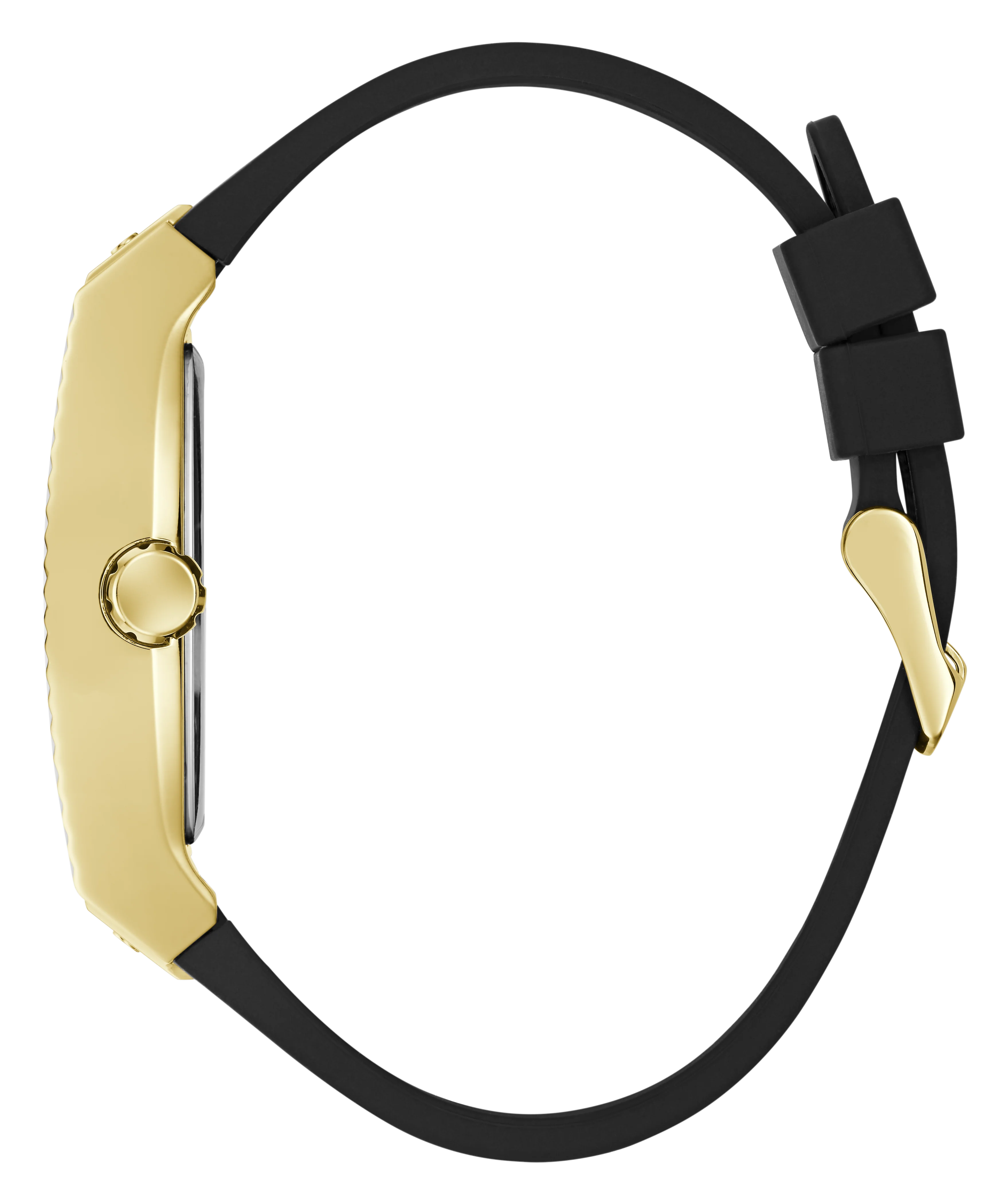 GUESS Mens Black Gold Tone Analog Watch