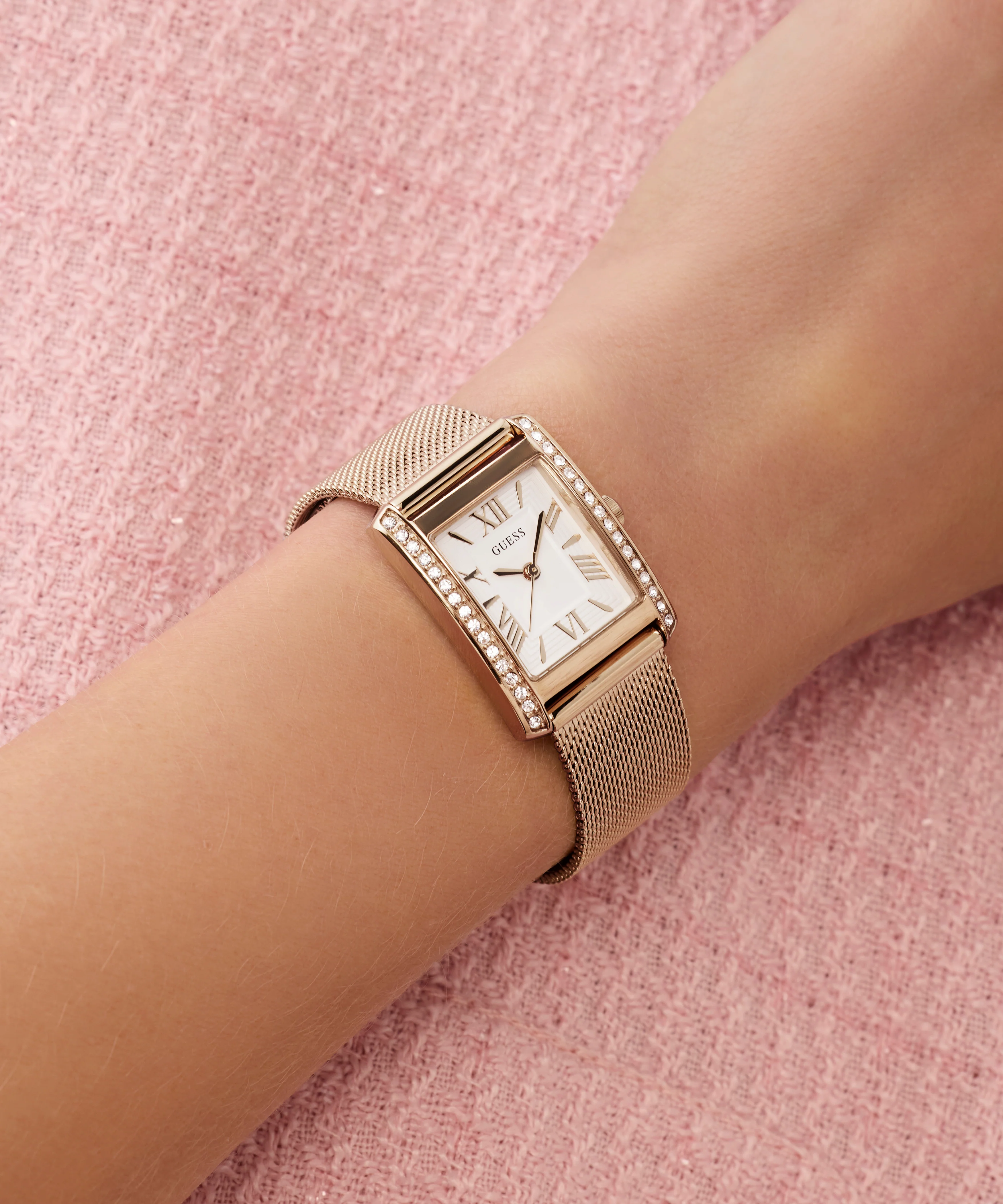 GUESS Ladies Rose Gold Tone Analog Watch
