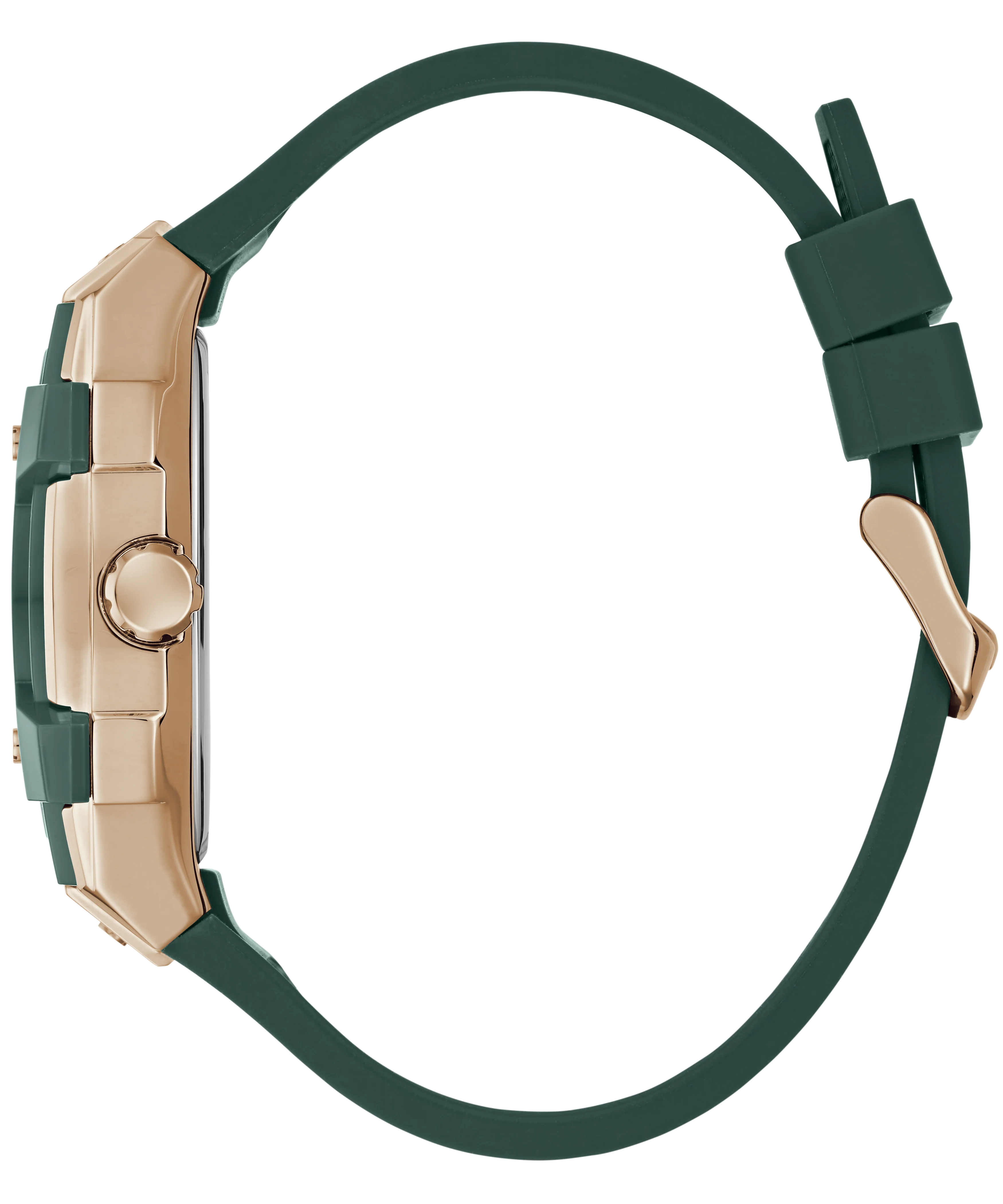 GUESS Mens Green Rose Gold Tone Multifunction Watch