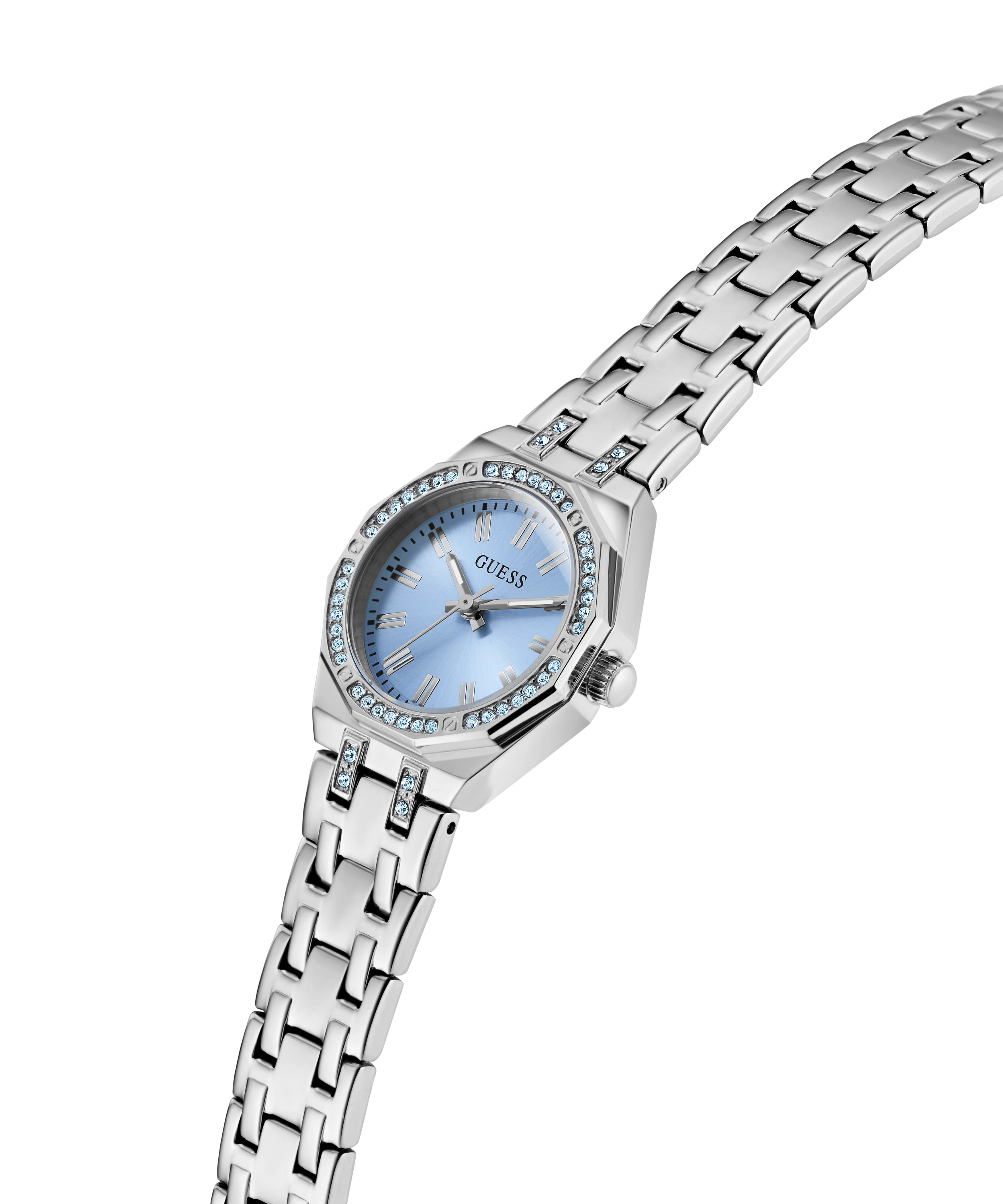 GUESS Ladies Silver Tone Multi-function Watch with Swarovski ReCreated™ crystals
