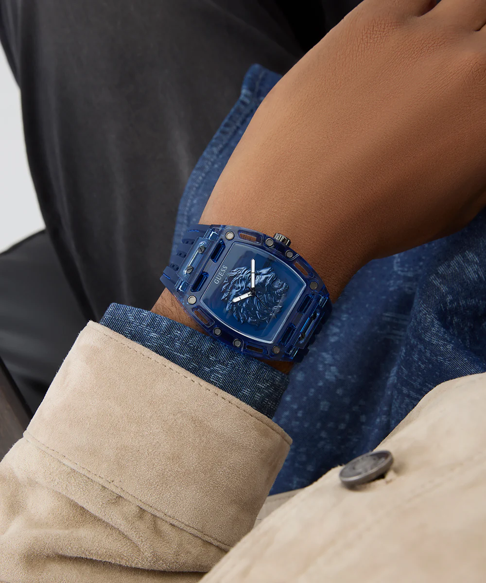 GUESS Mens Blue Analog Watch