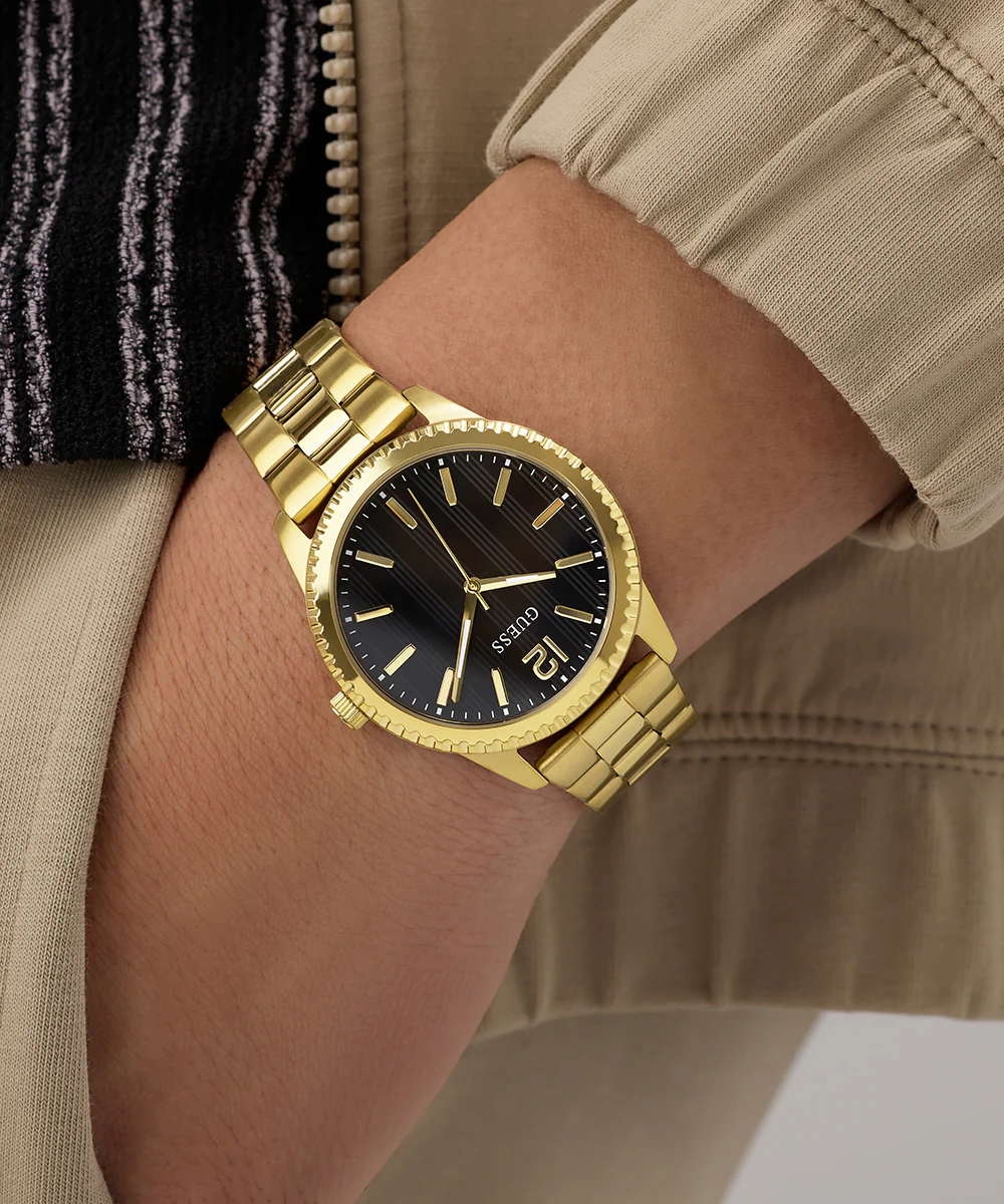 GUESS Mens Gold Tone Analog Watch
