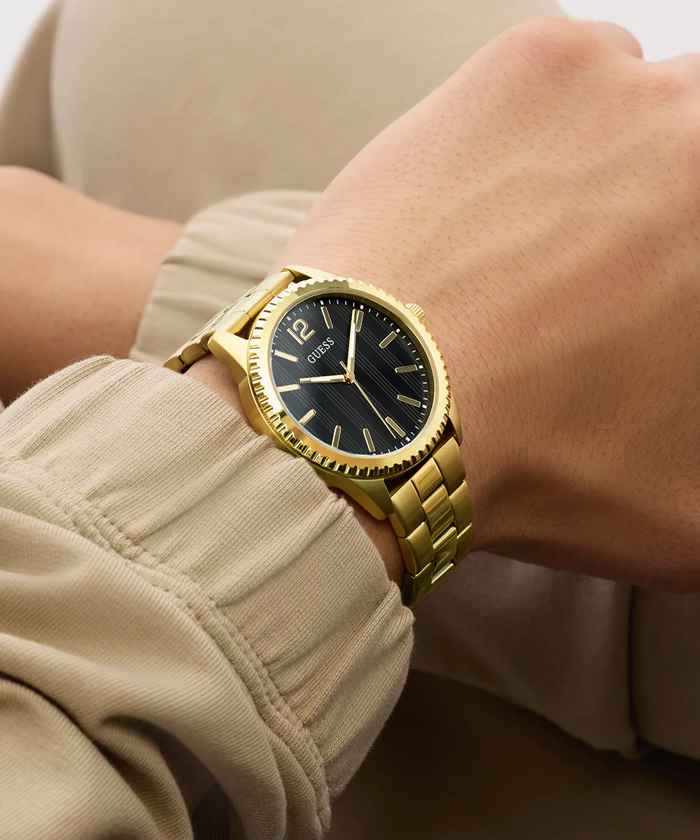 GUESS Mens Gold Tone Analog Watch