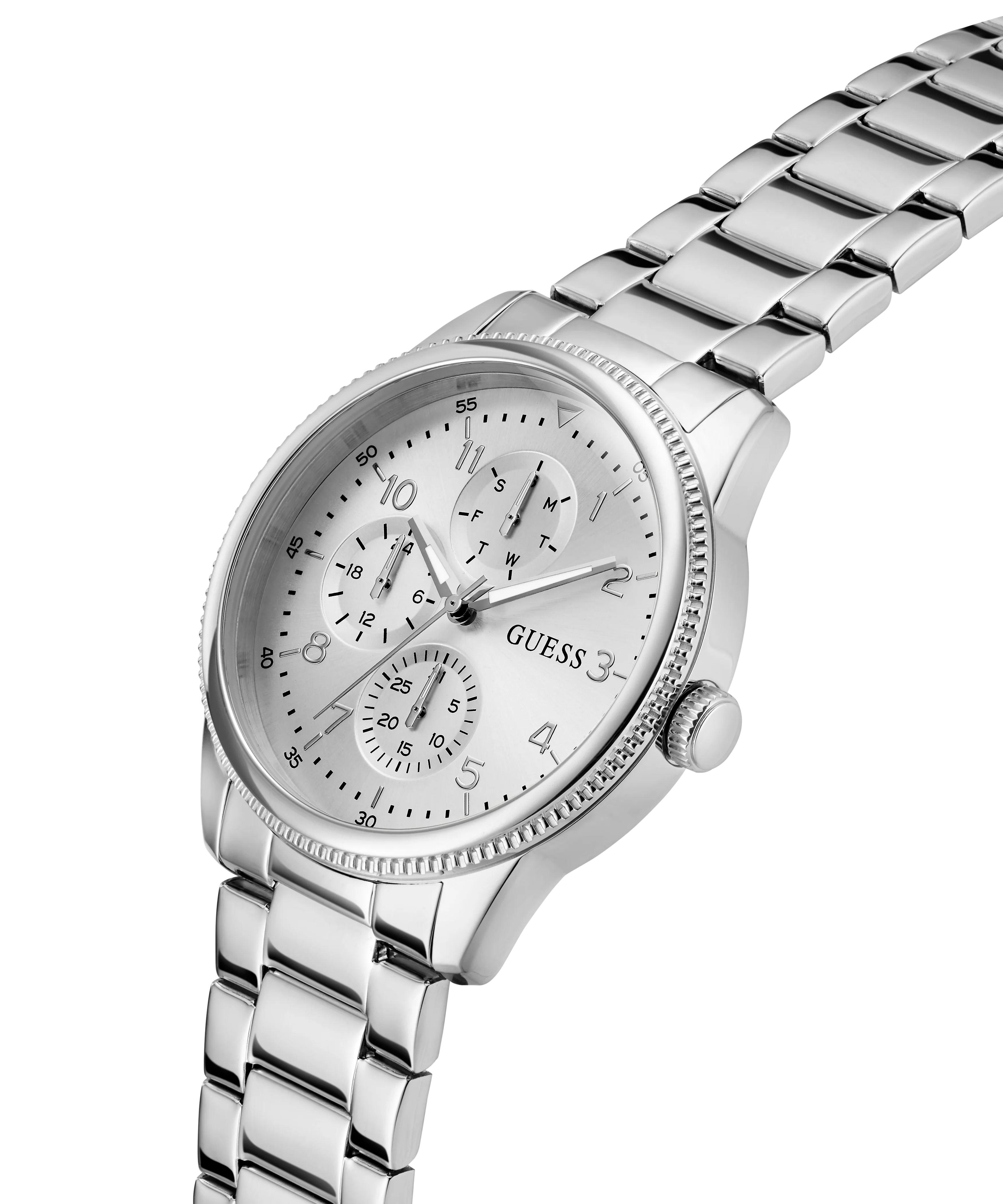 283-guess-mens-silver-tone-multi-function-watch-2.webp GUESS Mens Silver Tone Multi-function Watch