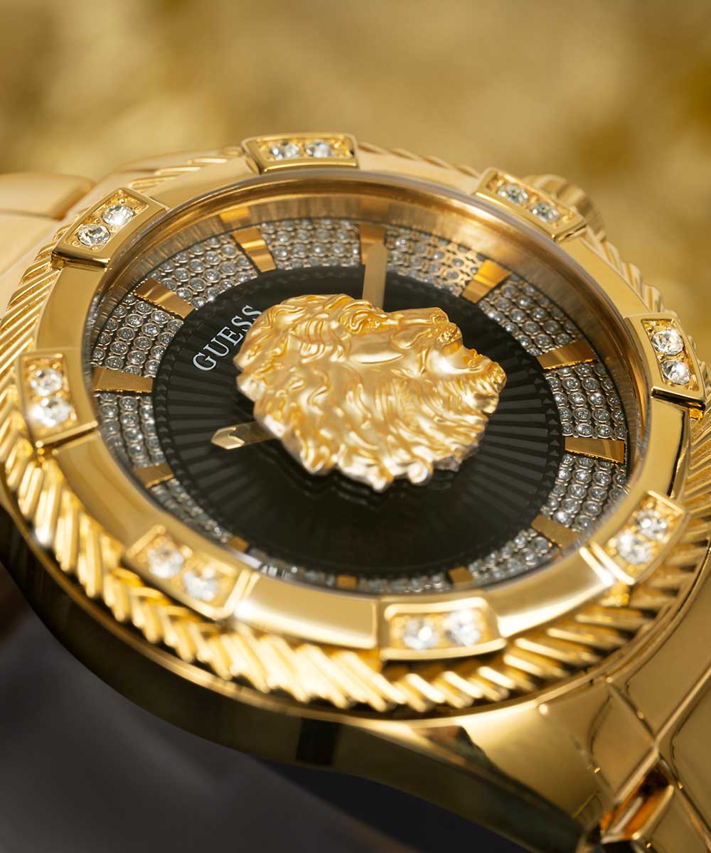 GUESS Mens Gold Tone Analog Watch