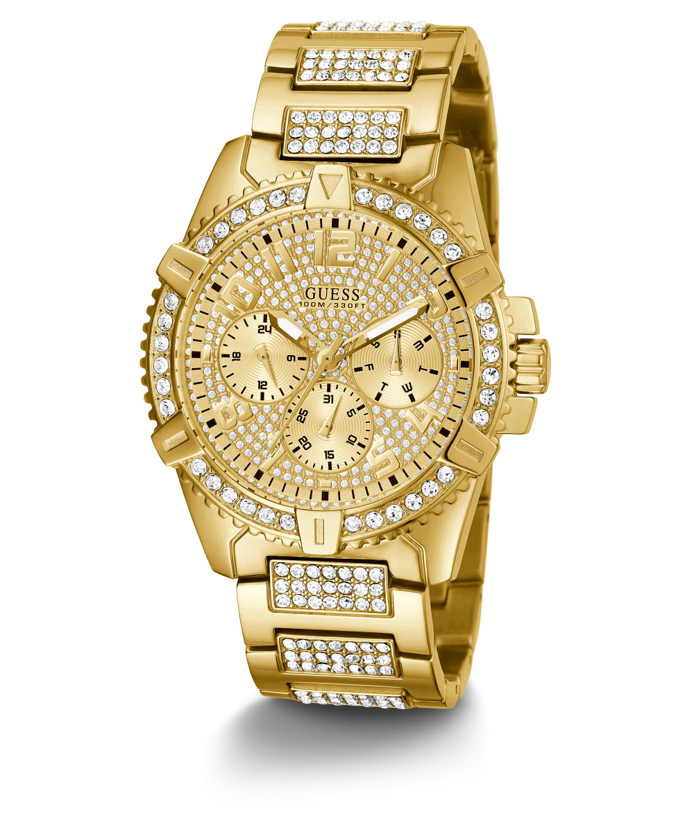 GUESS Mens Gold Tone Multi-function Watch