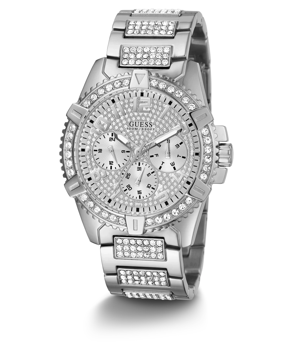 GUESS Mens Silver Tone Multi-function Watch