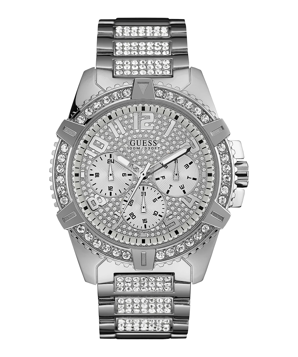 GUESS Mens Silver Tone Multi-function Watch
