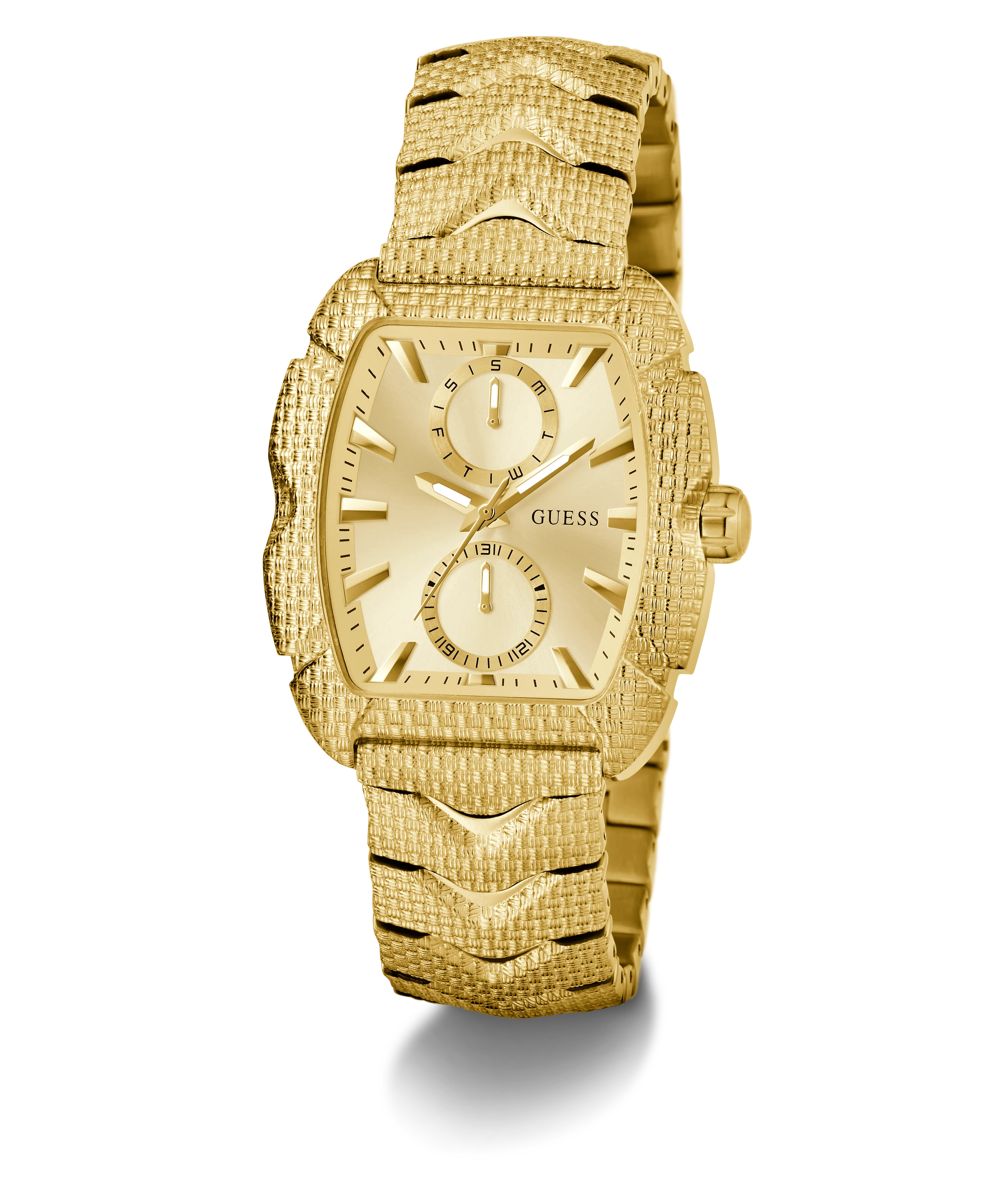 GUESS Mens Gold Tone Multi-function Watch