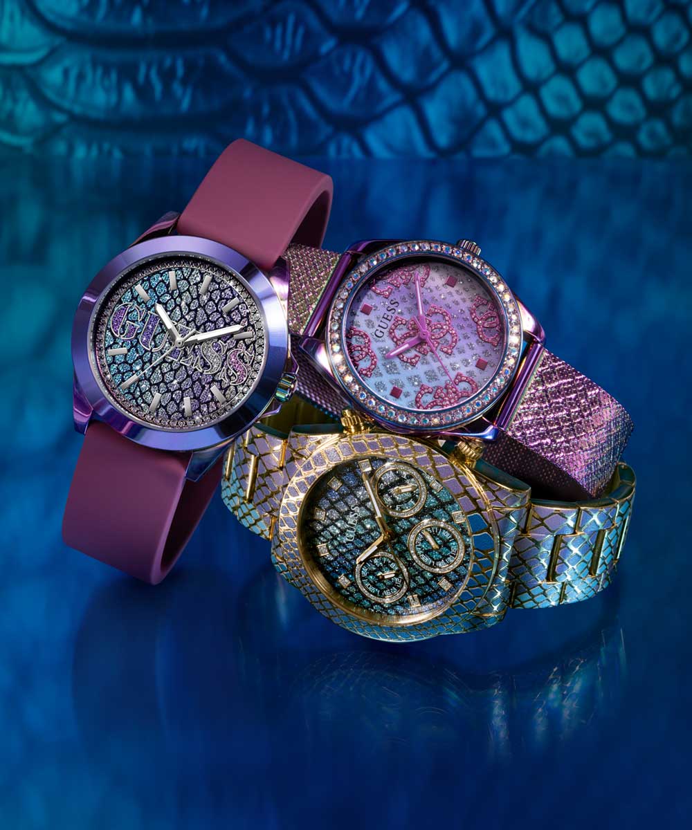 GUESS Ladies Purple Iridescent Analog Watch