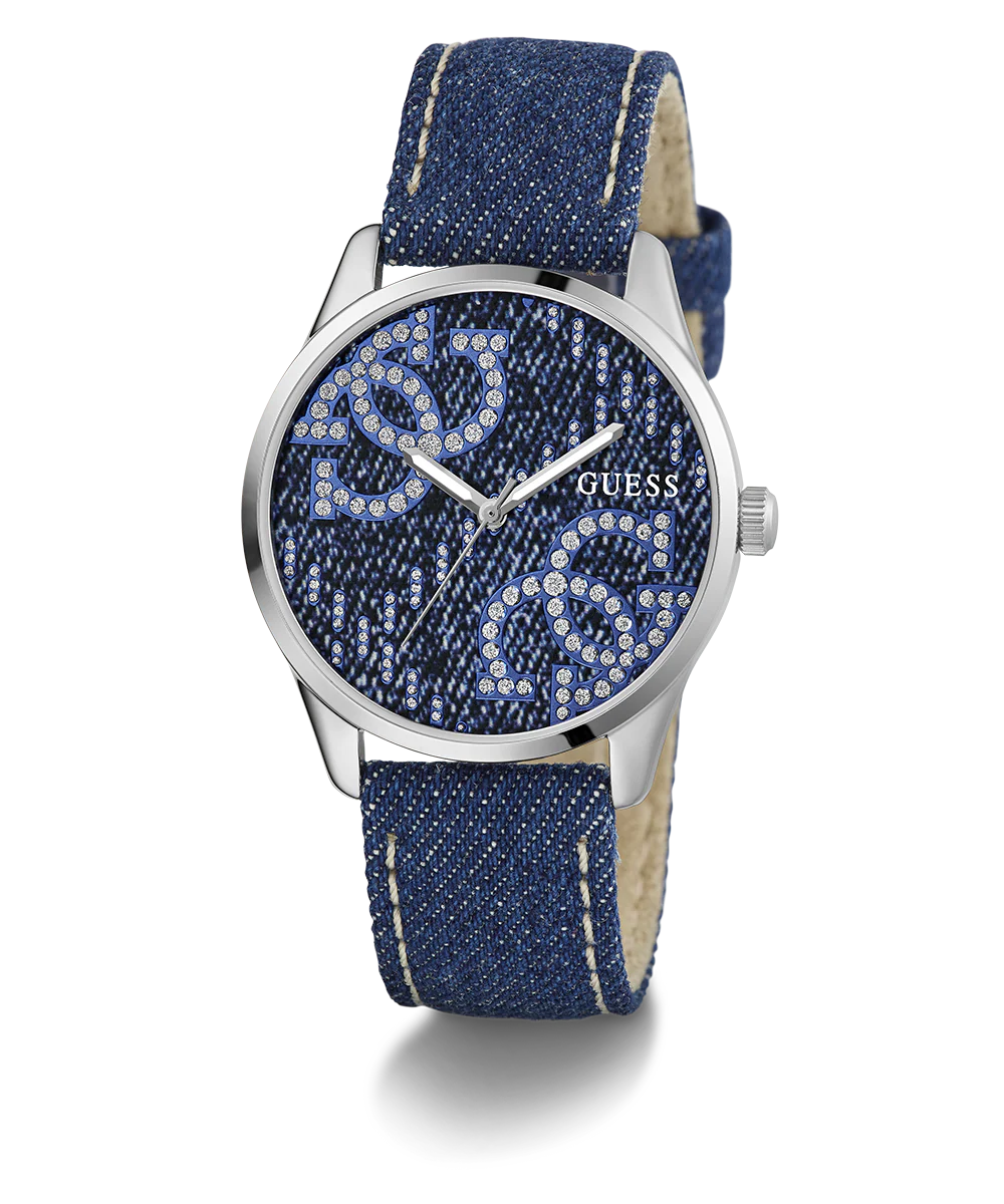 GUESS Ladies Blue Silver Tone Analog Watch