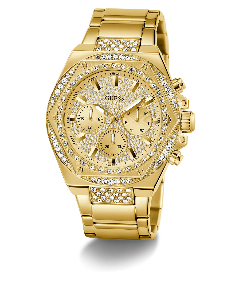 GUESS Mens Gold Tone Multi-function Watch