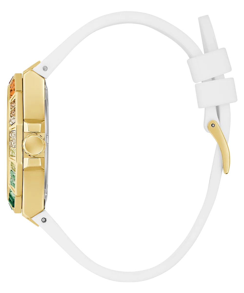 GUESS Ladies White Gold Tone Multi-function Watch
