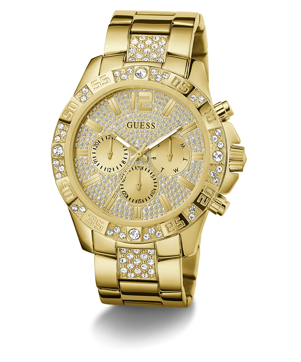 GUESS Mens Gold Tone Multi-function Watch