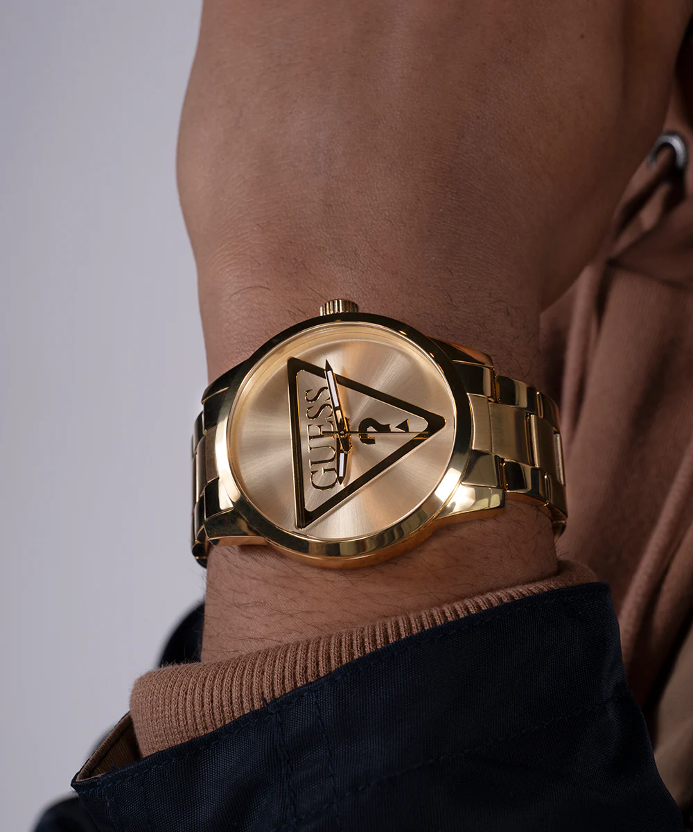 GUESS Mens Gold Tone Analog Watch