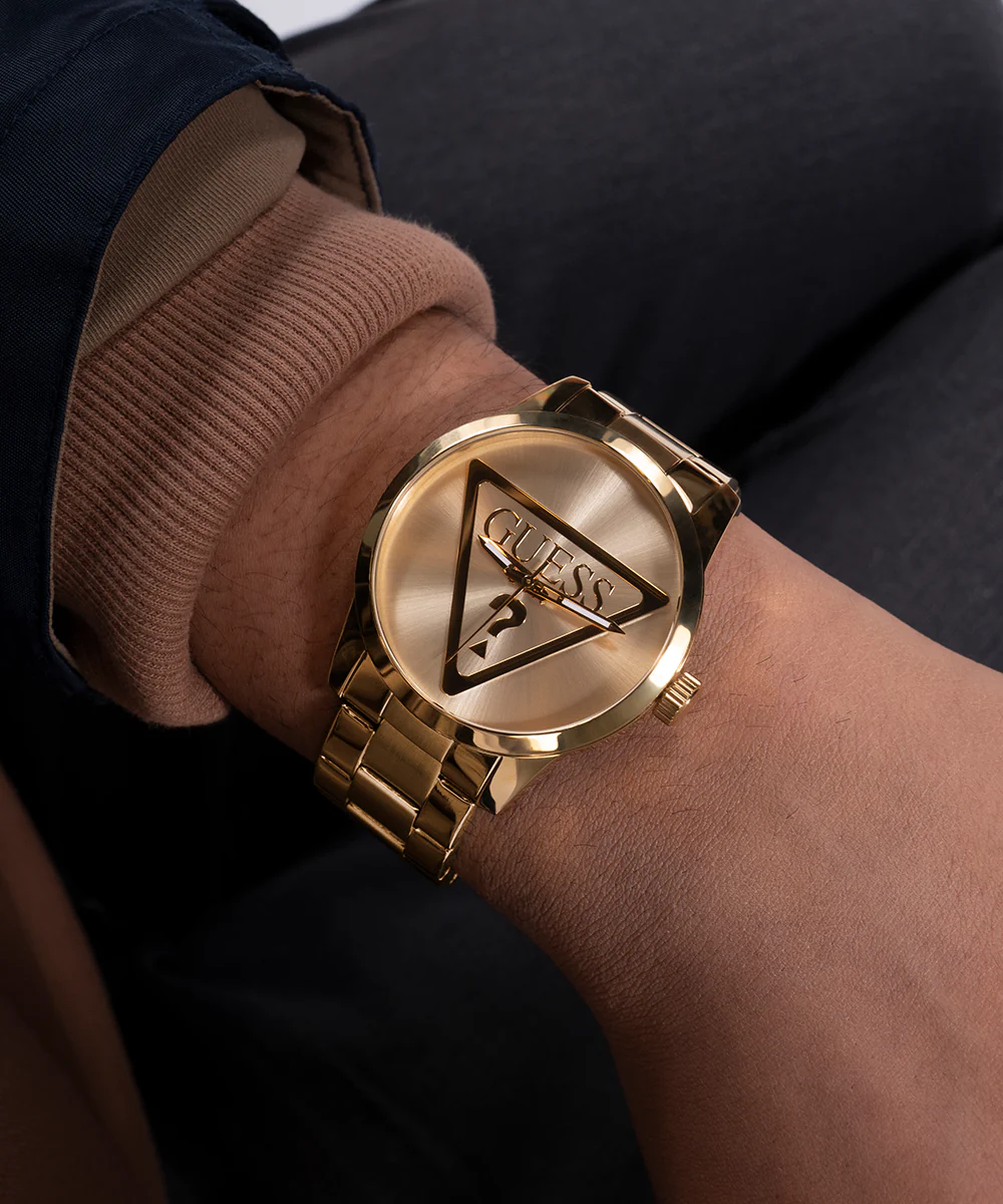 GUESS Mens Gold Tone Analog Watch