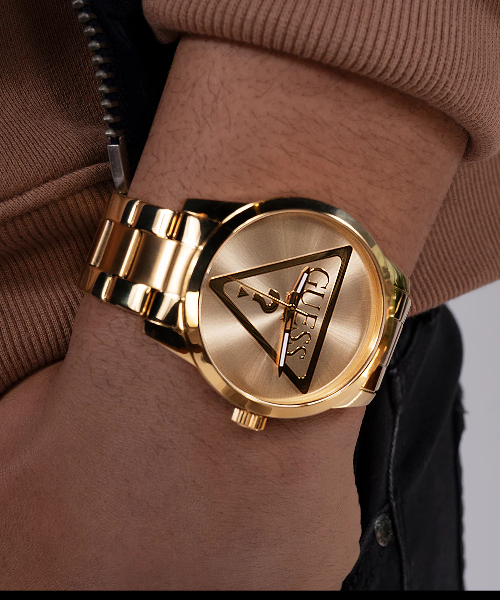 GUESS Mens Gold Tone Analog Watch