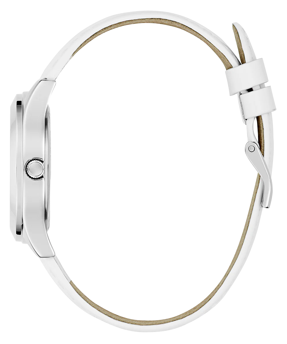 GUESS Ladies White Silver Tone Analog Watch