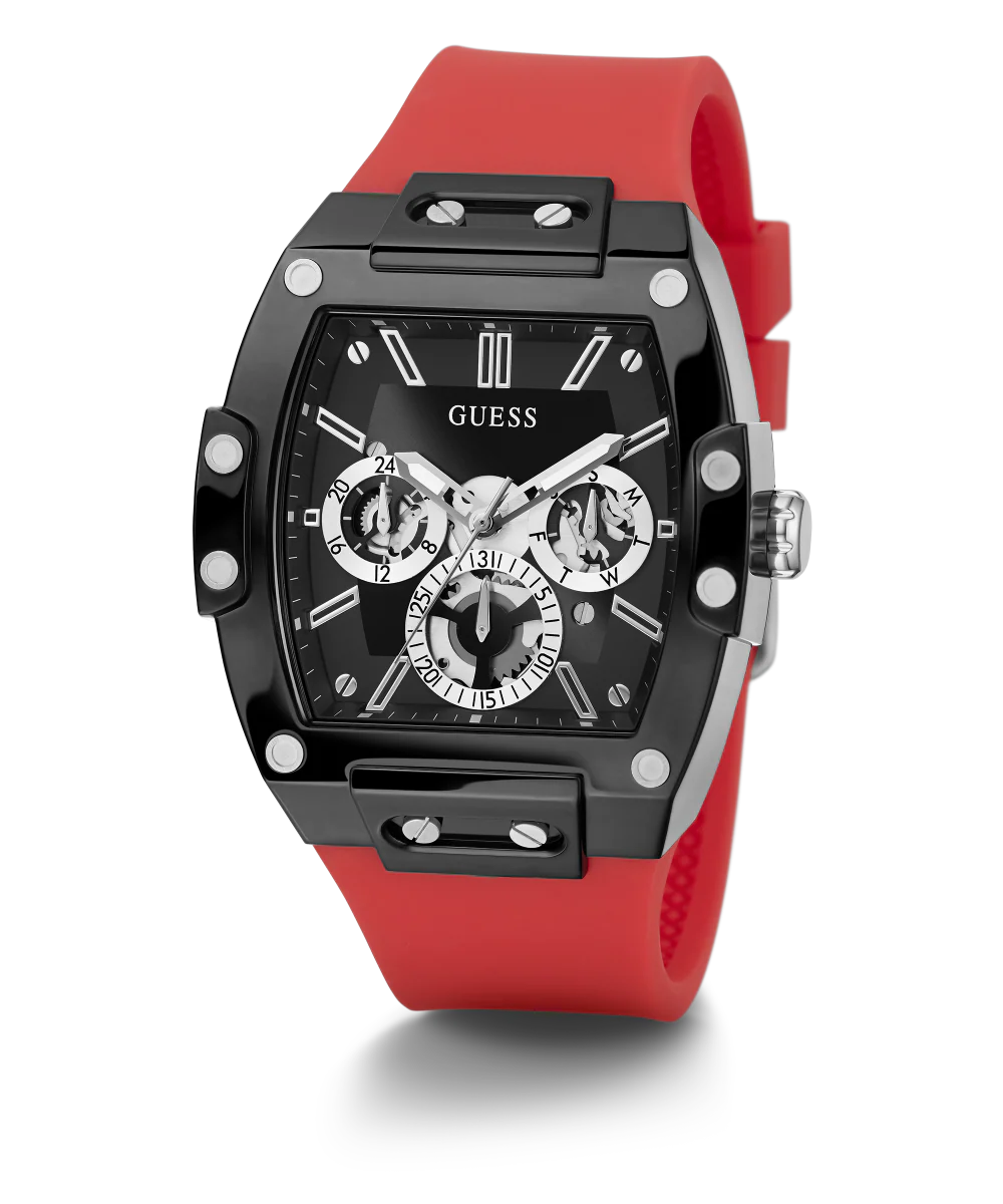 GUESS Mens Red Black Multi-function Watch