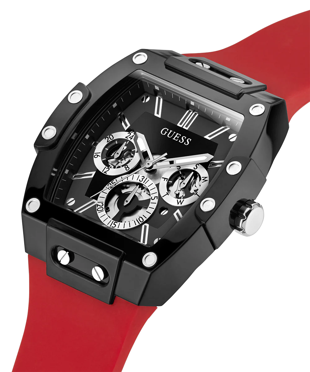GUESS Mens Red Black Multi-function Watch