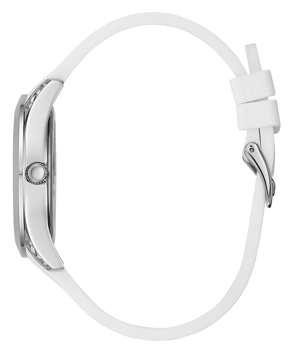 GUESS Ladies White Silver Tone Analog Watch