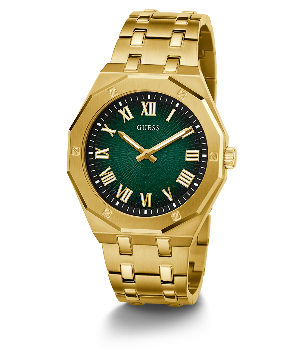GUESS Mens Gold Tone Analog Watch