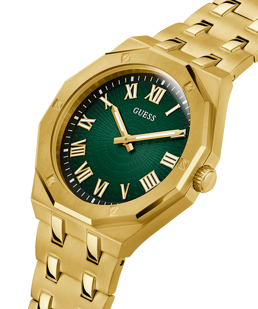 GUESS Mens Gold Tone Analog Watch