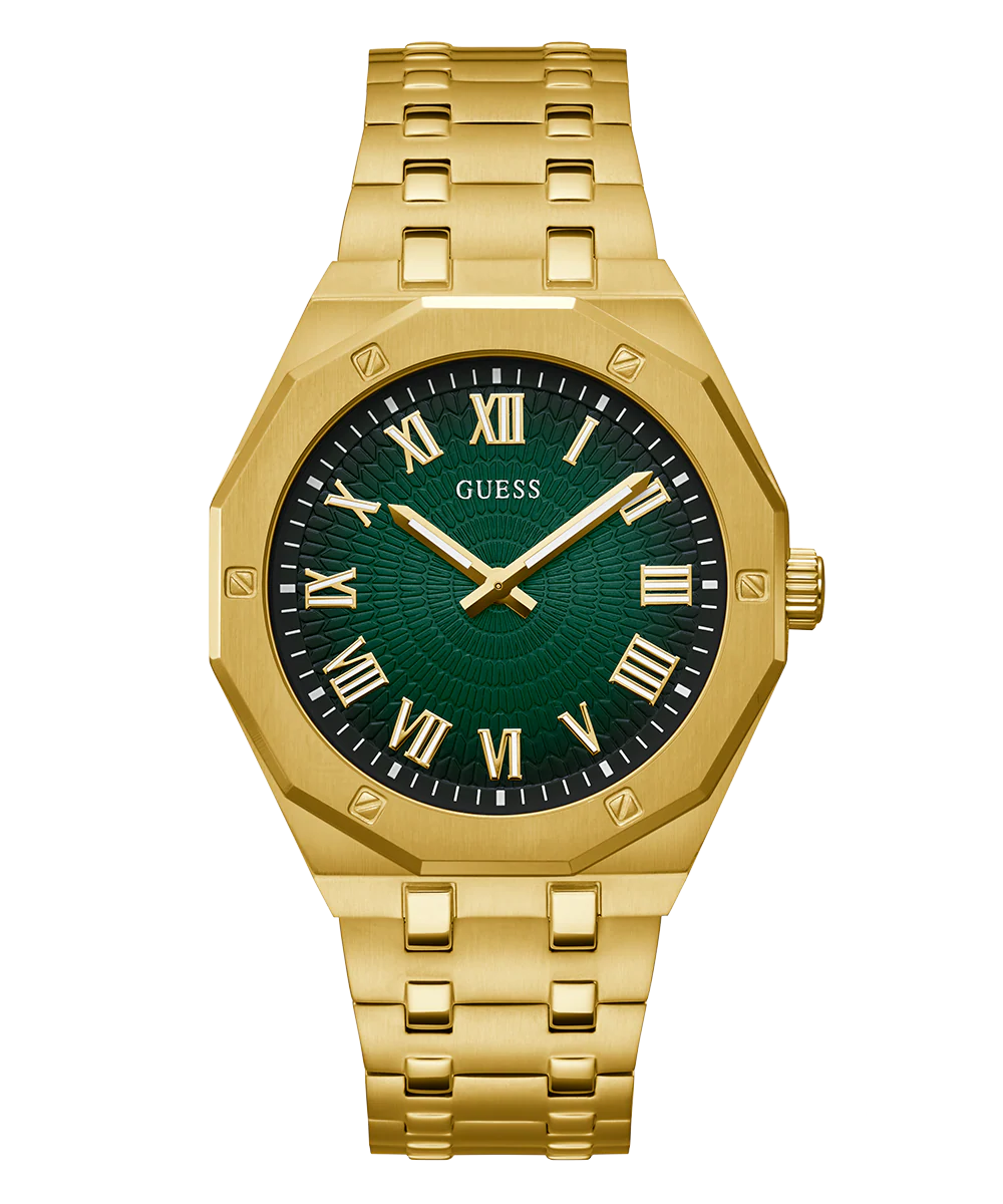 GUESS Mens Gold Tone Analog Watch