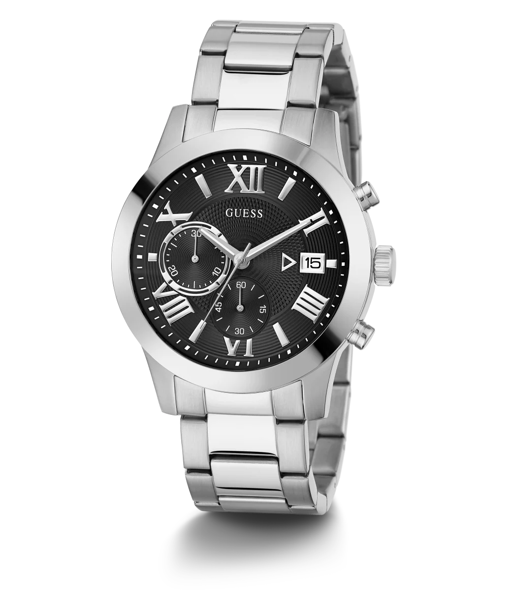 GUESS Mens Silver Tone Chronograph Watch
