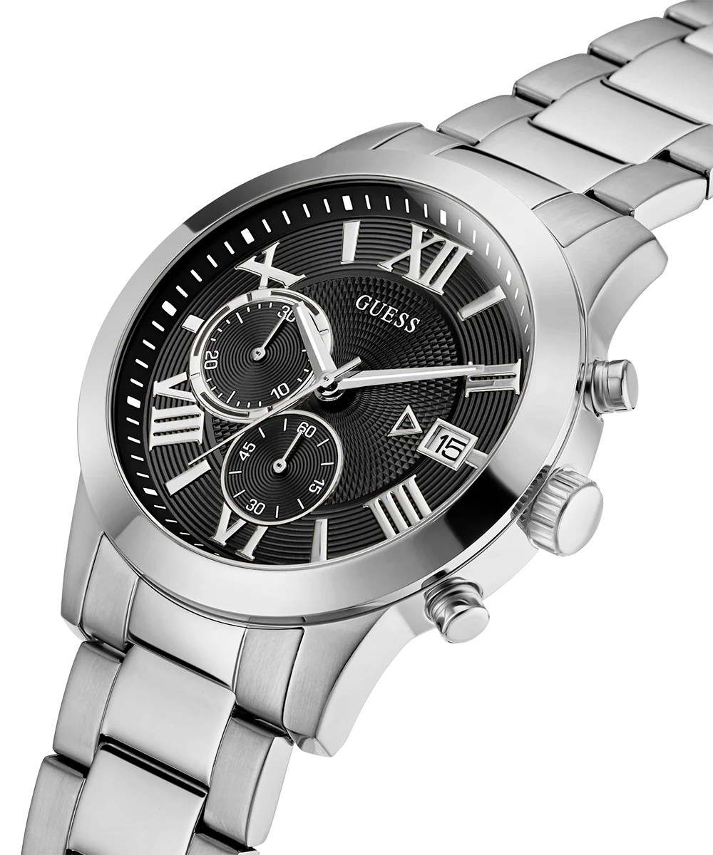 GUESS Mens Silver Tone Chronograph Watch