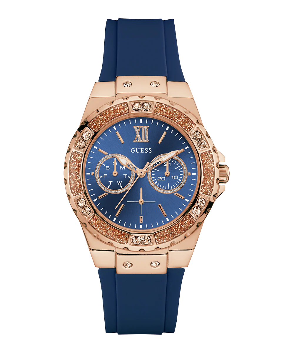 389-guess-ladies-blue-rose-gold-tone-multi-function-watch-3.webp GUESS Ladies Blue Rose Gold Tone Multi-function Watch