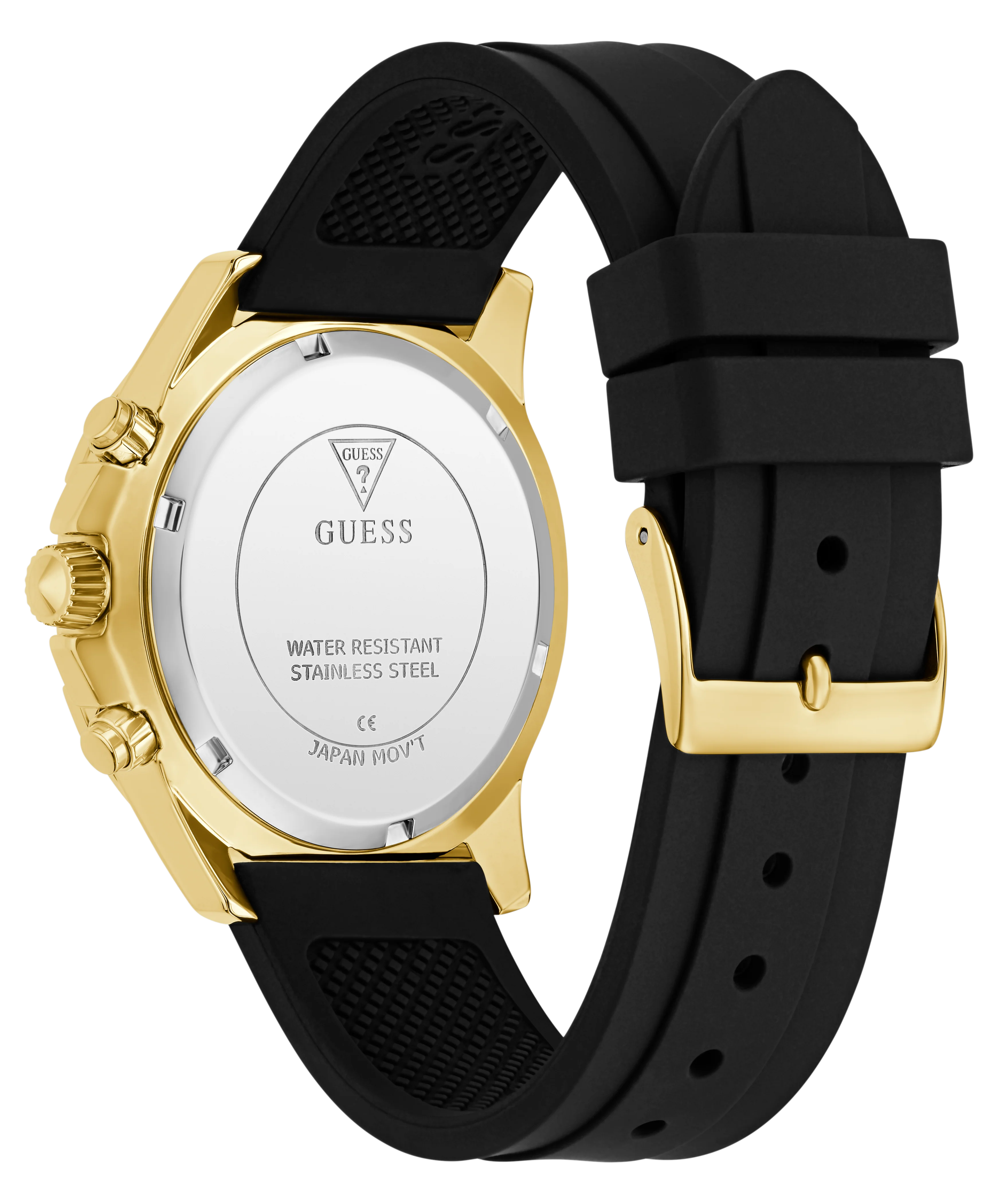 GUESS Ladies Black Gold Tone Multi-function Watch