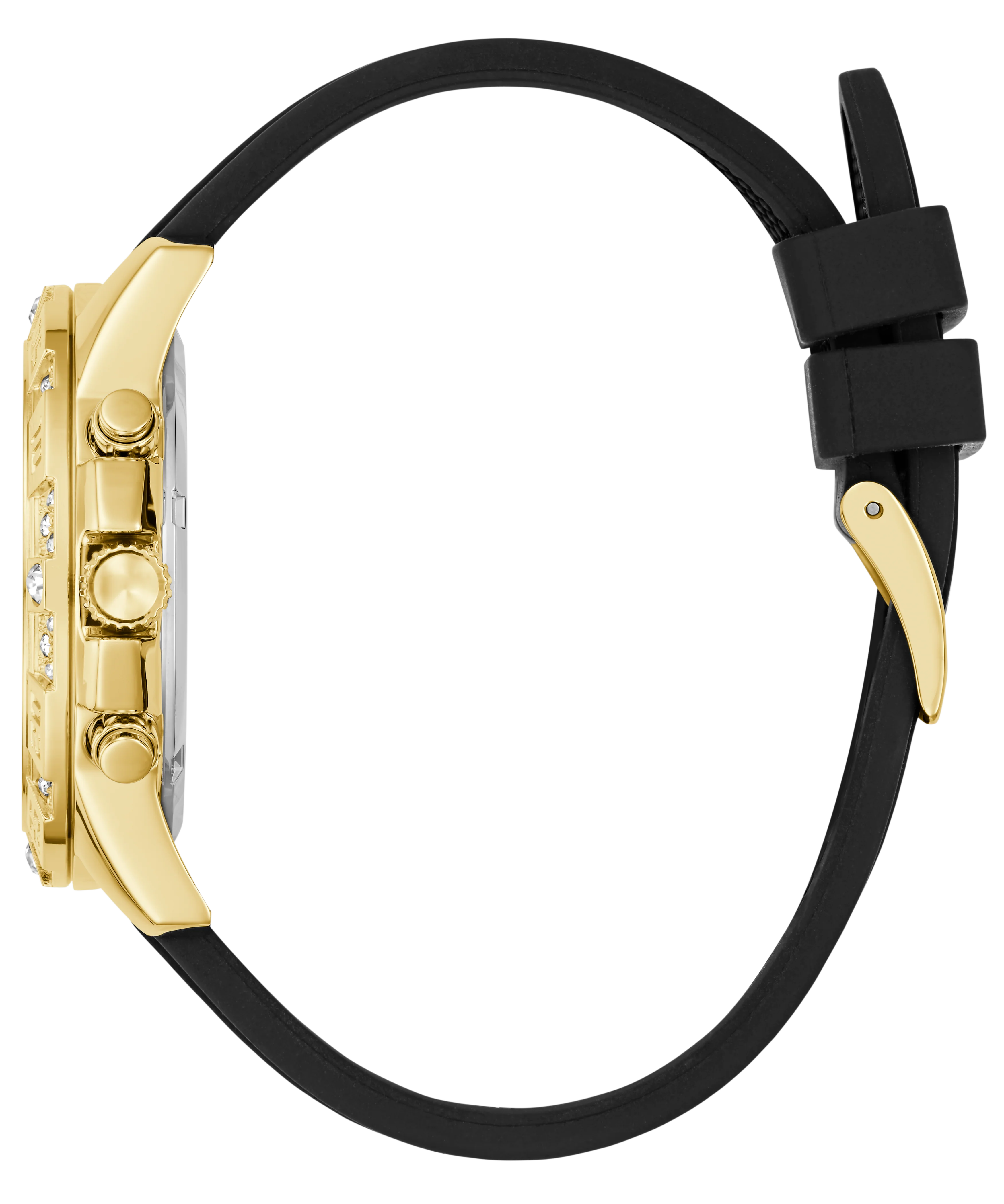 GUESS Ladies Black Gold Tone Multi-function Watch