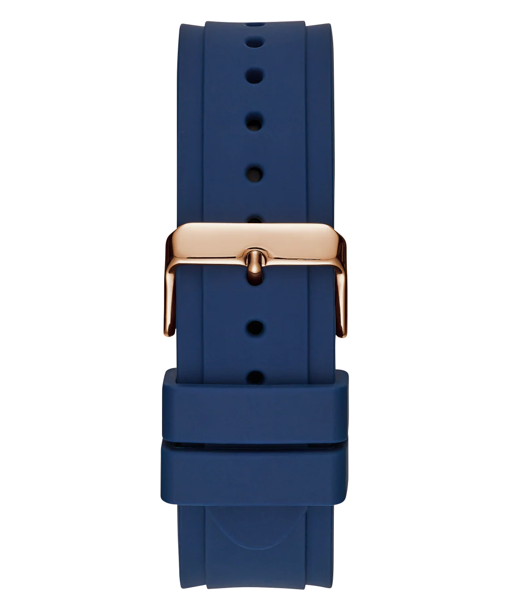 GUESS Mens Blue Rose Gold Tone Multi-function Watch