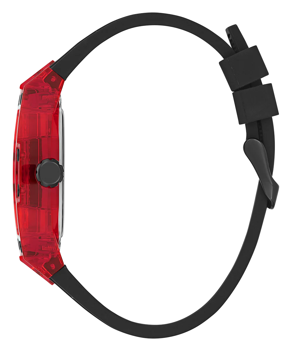 GUESS Mens Black Red Multi-function Watch
