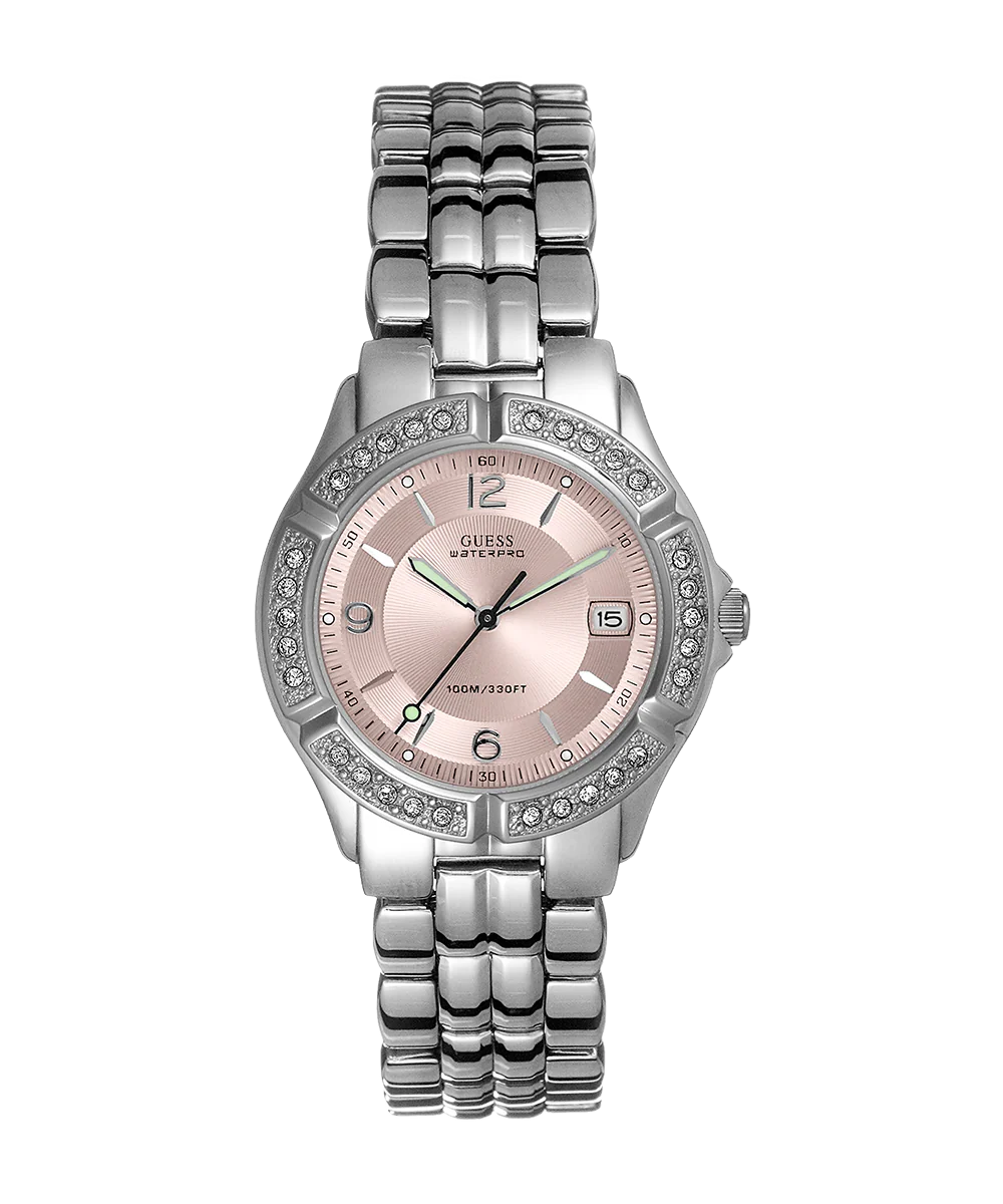 GUESS Ladies Silver Tone Date Watch