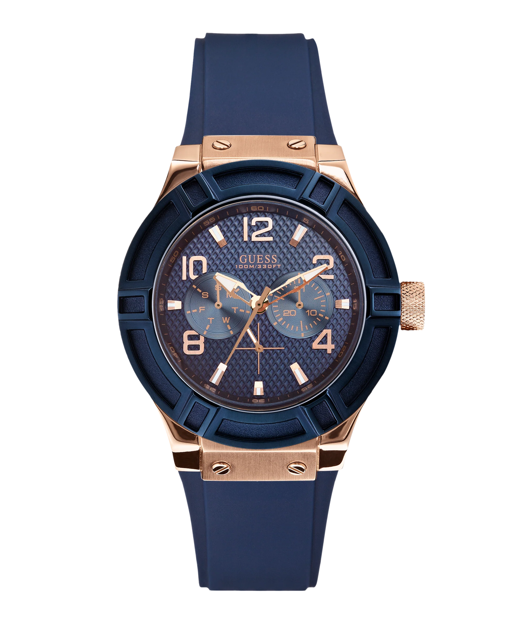 GUESS Ladies Blue Rose Gold Tone/Blue Multi-function Watch