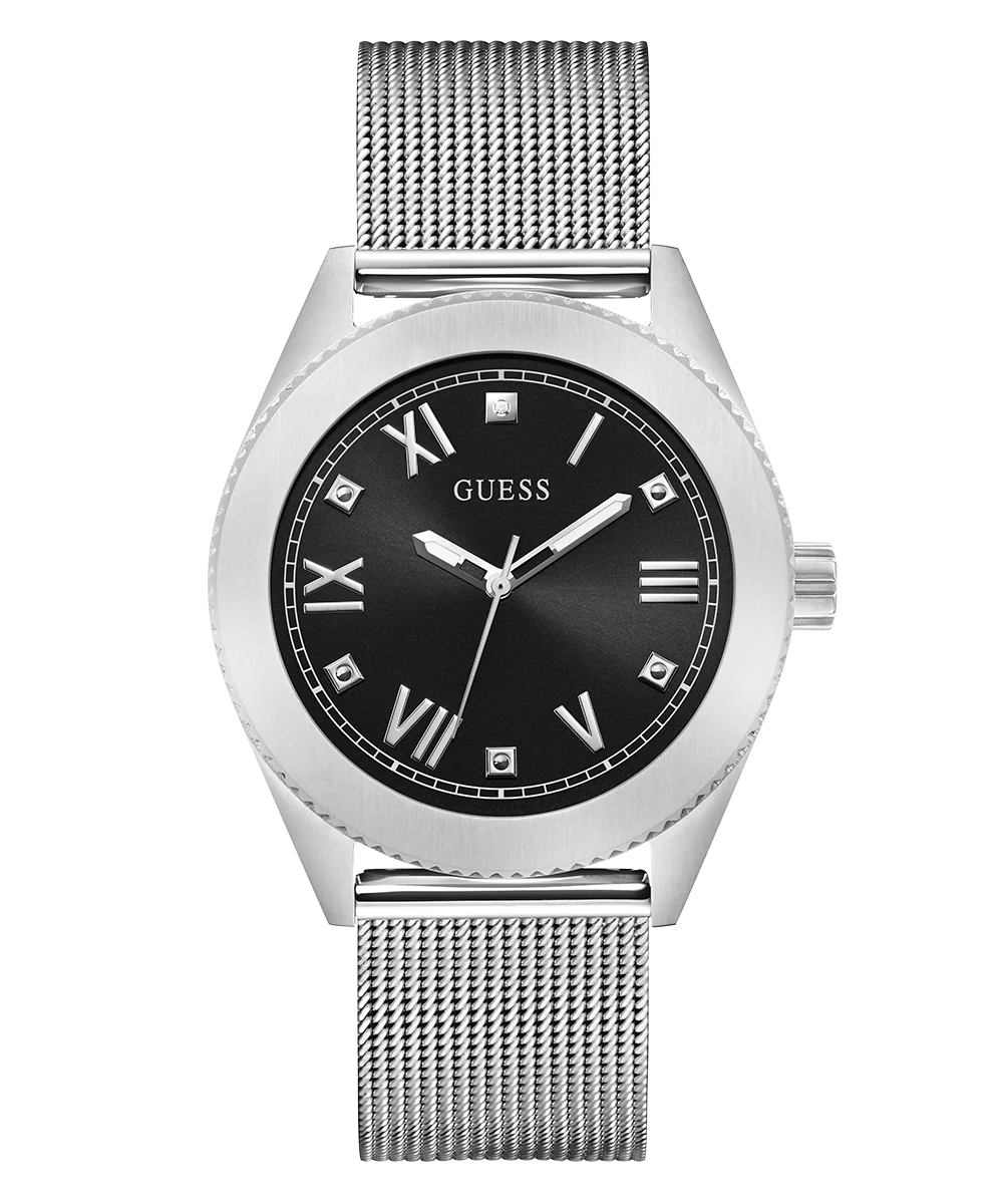 GUESS Mens Silver Tone Silver Analog Watch