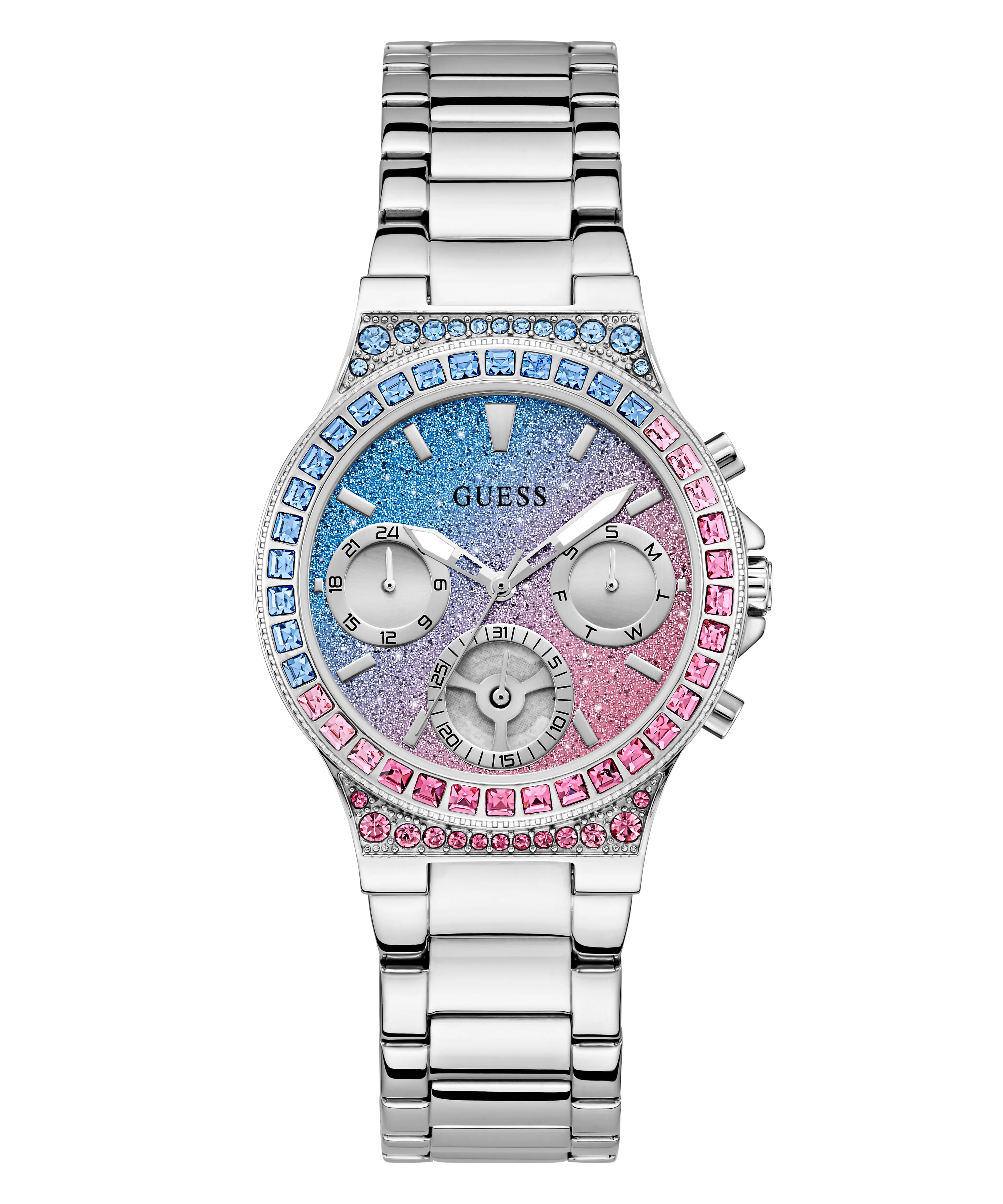GUESS Ladies Silver Tone Multi-function Watch