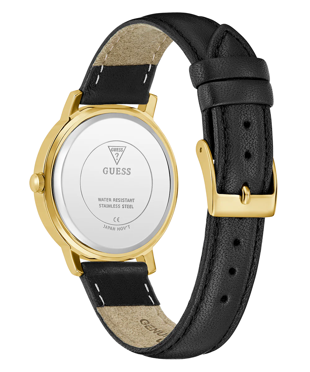GUESS Ladies Black Gold Tone Analog Watch